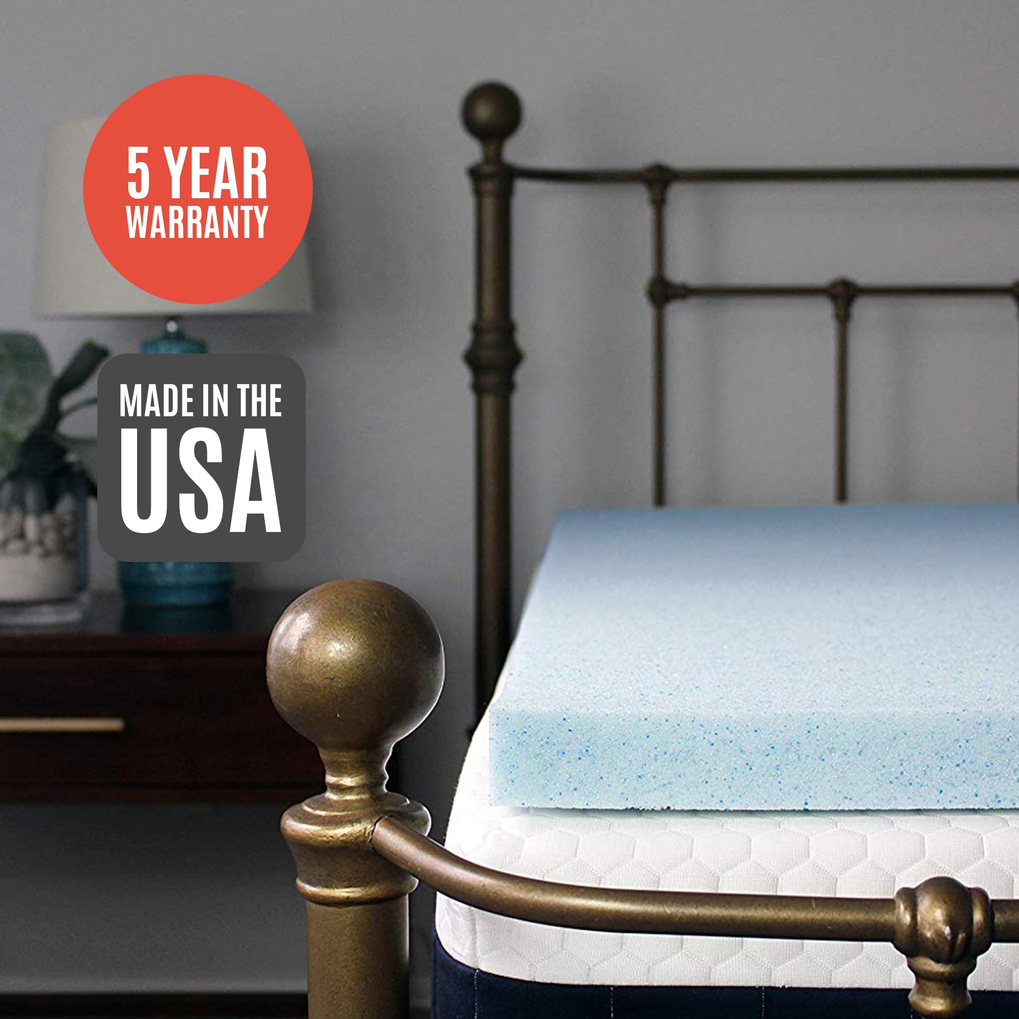 3 Inch Cooling Gel Memory Foam Mattress Topper for Full Size Bed - Pressure Relief & Pain Relief - Hypoallergenic & CertiPUR-US Certified - Perfect for Back Sleepers & Hot Sleepers - Blue