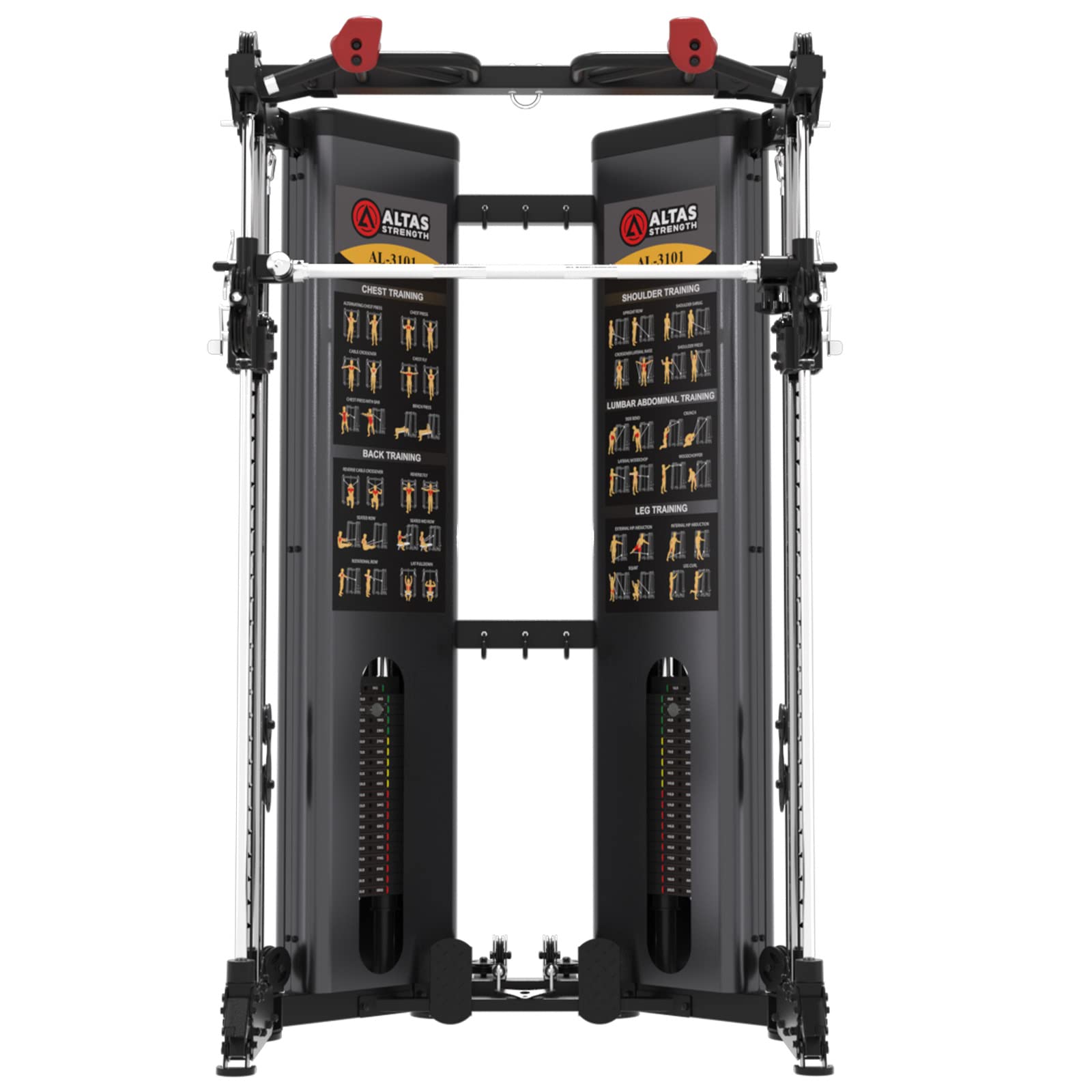 Atlas Strength Folding Home Gym Smith Machine with Pulley System - Squat Rack, Weight Bar & Accessories for Upper Body & Leg Strength Training - Perfect for Home & Commercial Fitness Workouts