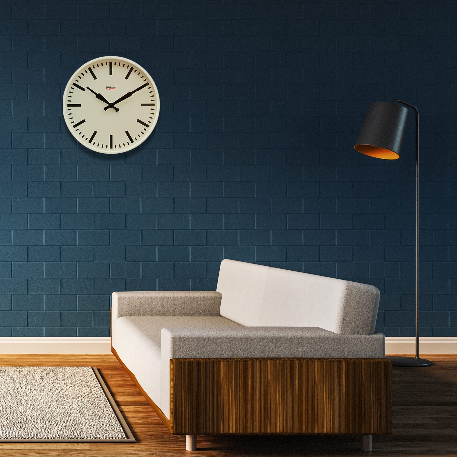 Cloudnola 18 Inch White Metal Wall Clock - Modern Silent Non-Ticking Battery Operated Quartz Clock for Living Room, Bedroom, Office & Home Decor