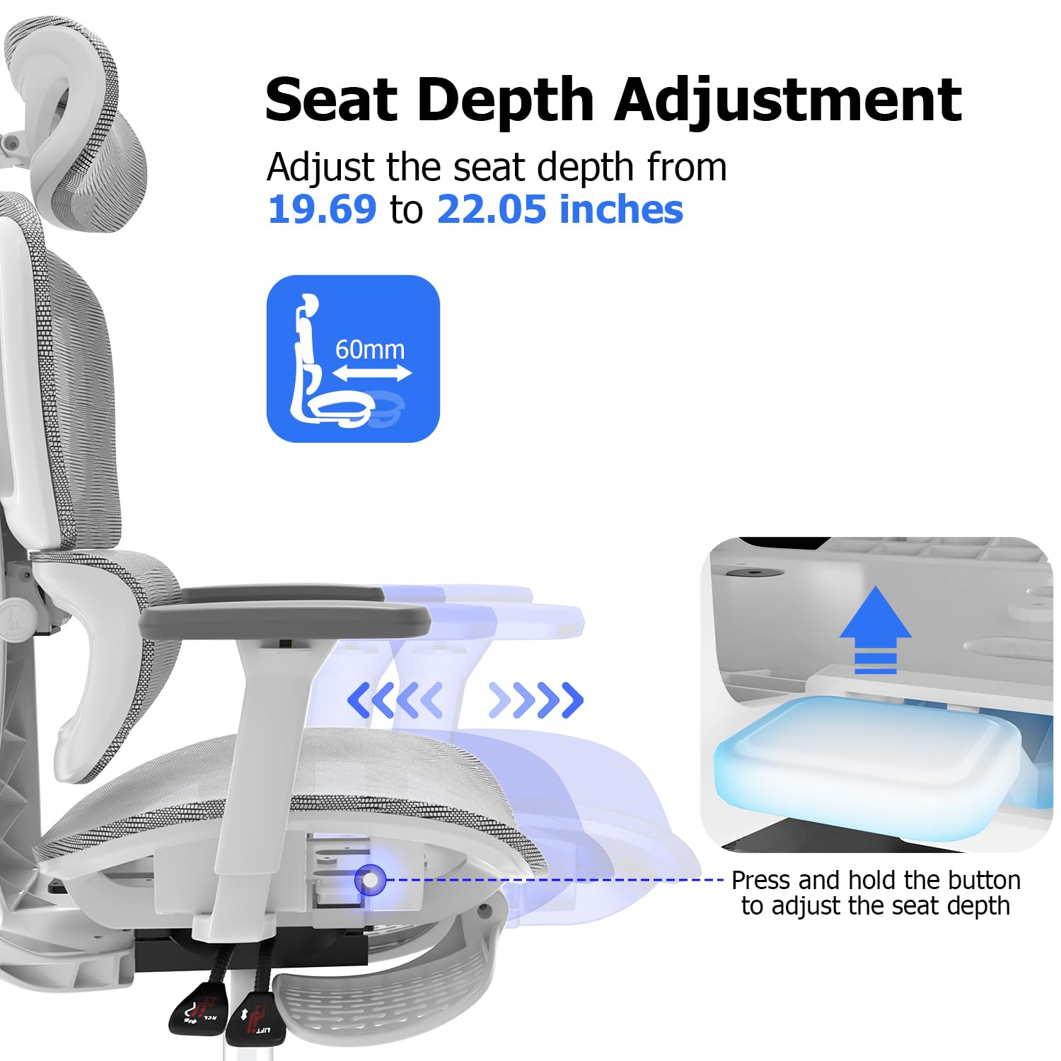 Ergonomic Mesh Office Chair with 3D Adjustable Armrests - High Back Computer Desk Chair with Wheels, Lumbar Support & Breathable Mesh - Perfect for Home Office, Gaming & Workspace (White)