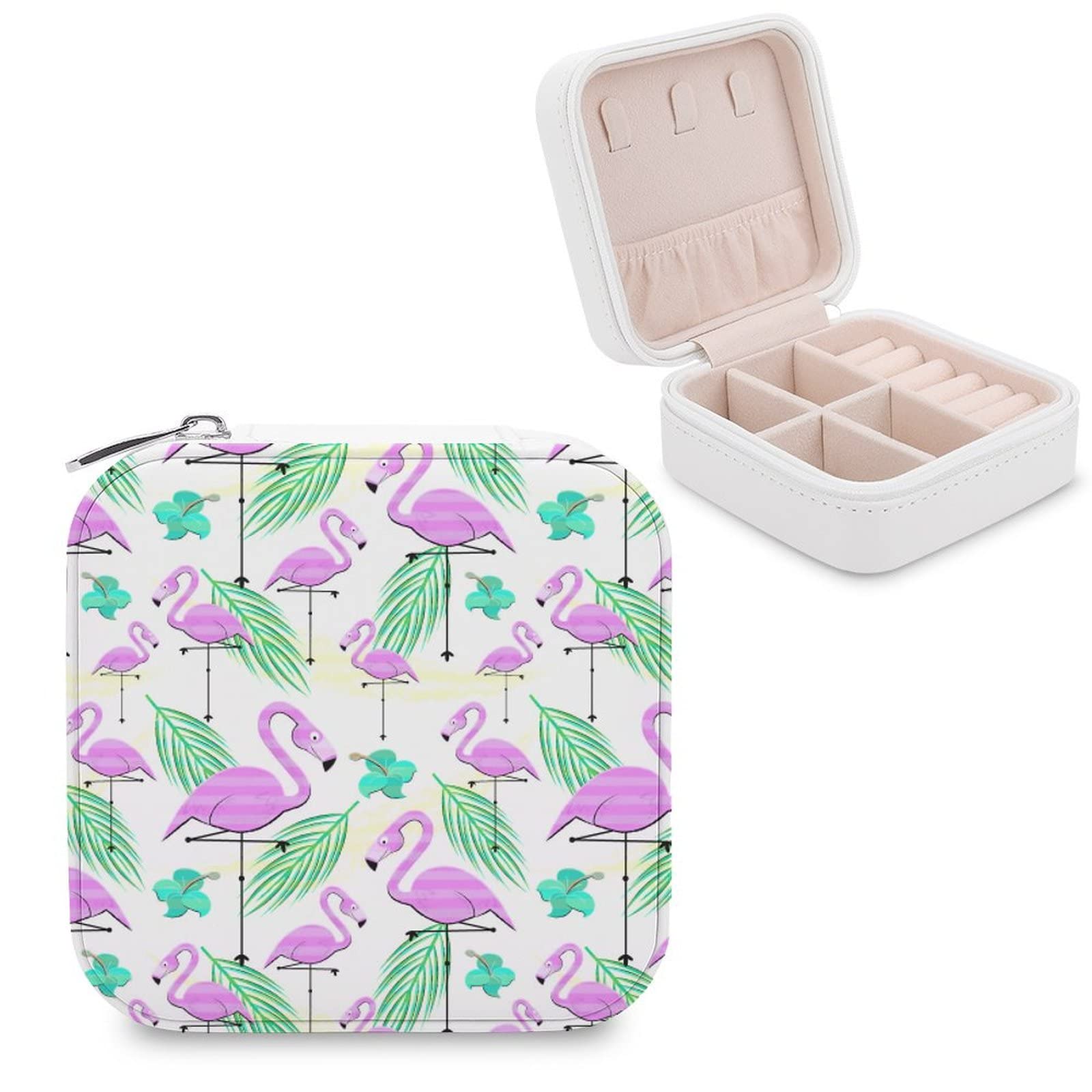 Small Jewelry Box - Portable Travel Organizer & Display Case for Rings, Earrings, Necklaces | Perfect Gift for Women & Girls | Tropical Flamingo Design | Great for Travel, Home Storage & Gift Giving