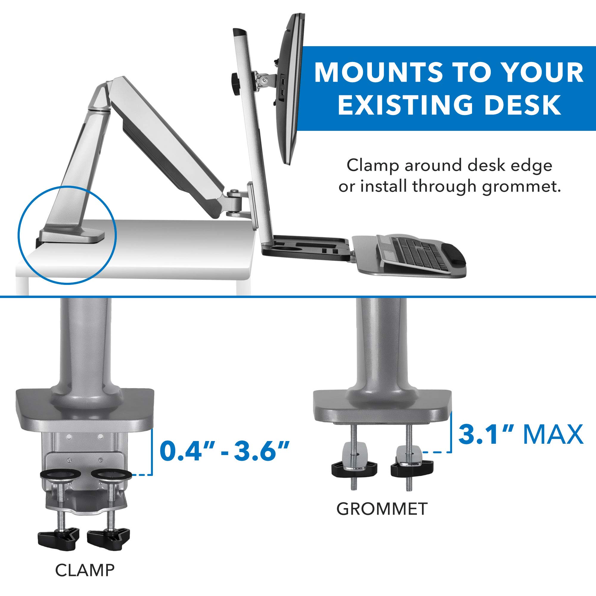 Mount-It! Dual Monitor Standing Desk Converter - Height Adjustable Workstation with Counterbalance Monitor Arm & Ergonomic Keyboard Tray | Perfect for Home Office, Gaming Setup & Remote Work
