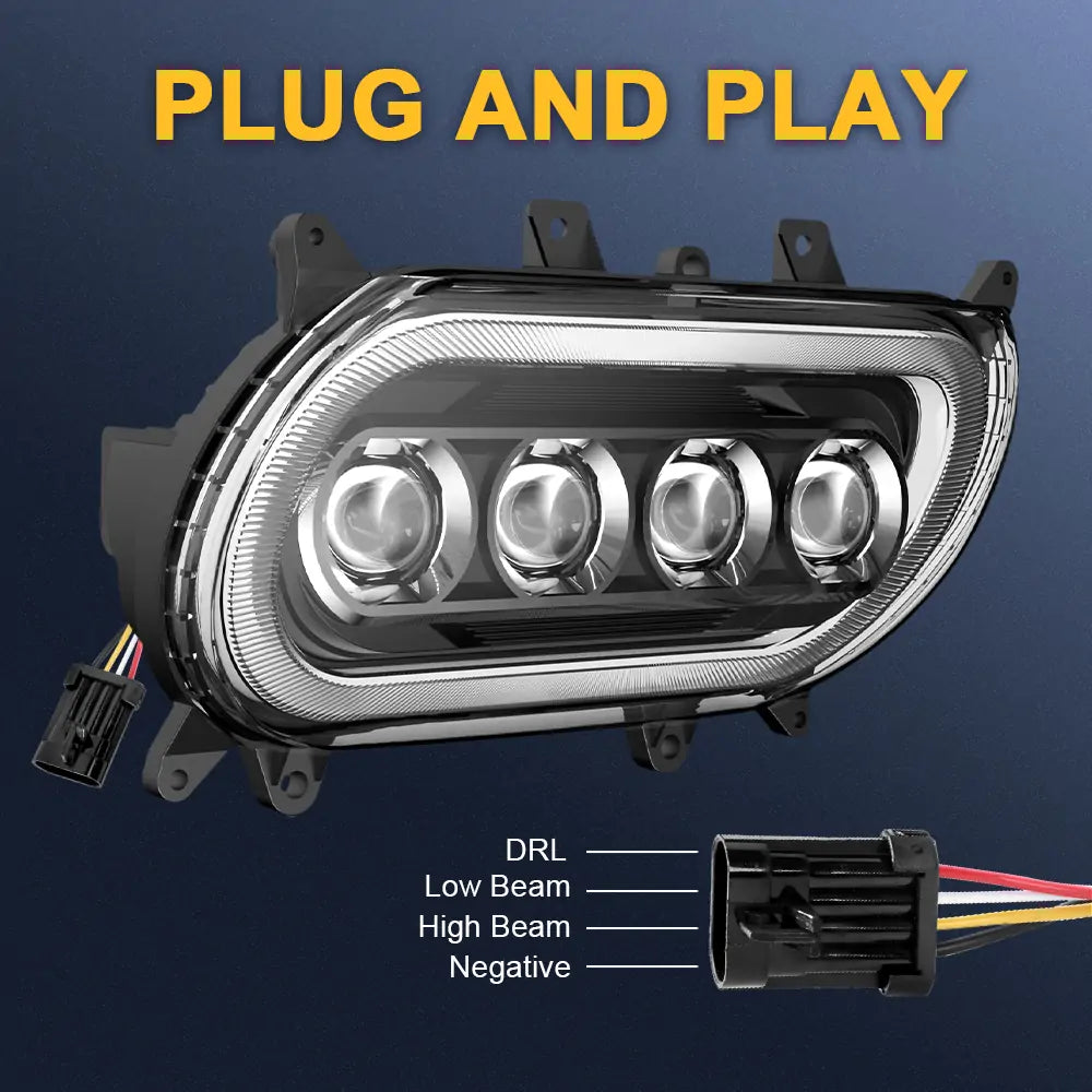 High-Performance LED Headlight for Harley Davidson Road Glide (2015 & Up) - Black - Upgrade Your Night Riding Safety & Visibility