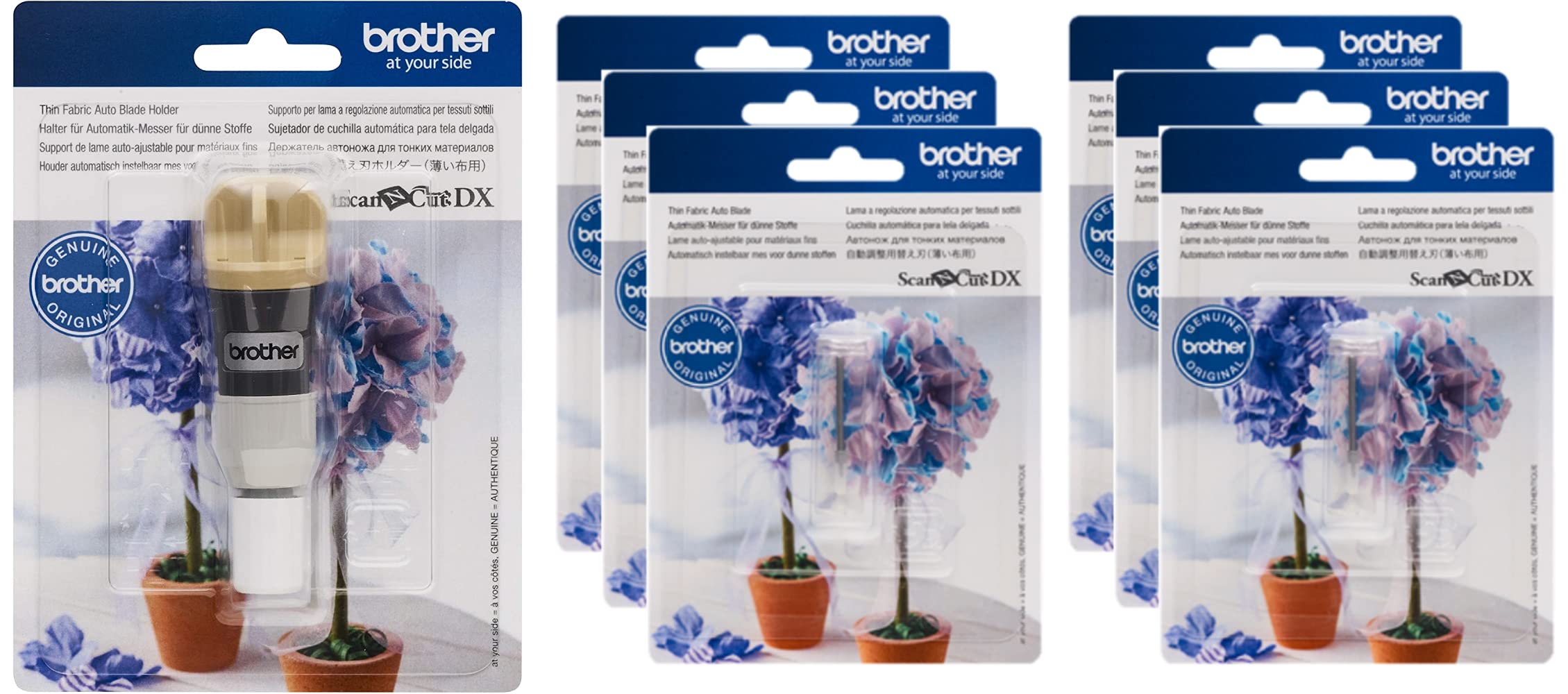 Brother ScanNCut DX Thin Fabric Auto Blade Holder CADXHLDQ1 with 6 Replacement Blades CADXBLDQ1 - Perfect for Fabric Cutting, Quilting, and DIY Craft Projects