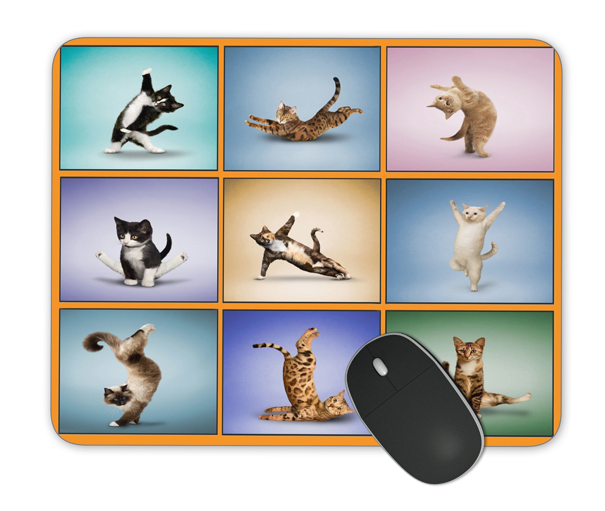 Personalized Yoga Cat Design Gaming Mouse Pad - Non-Slip Natural Rubber Surface for Office & Home Computer Use | Cute Desk Accessory for Cat Lovers