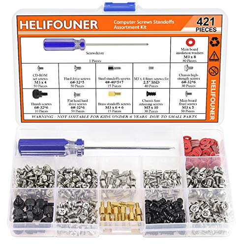 Multicolored, computer screws with a screwdriver
