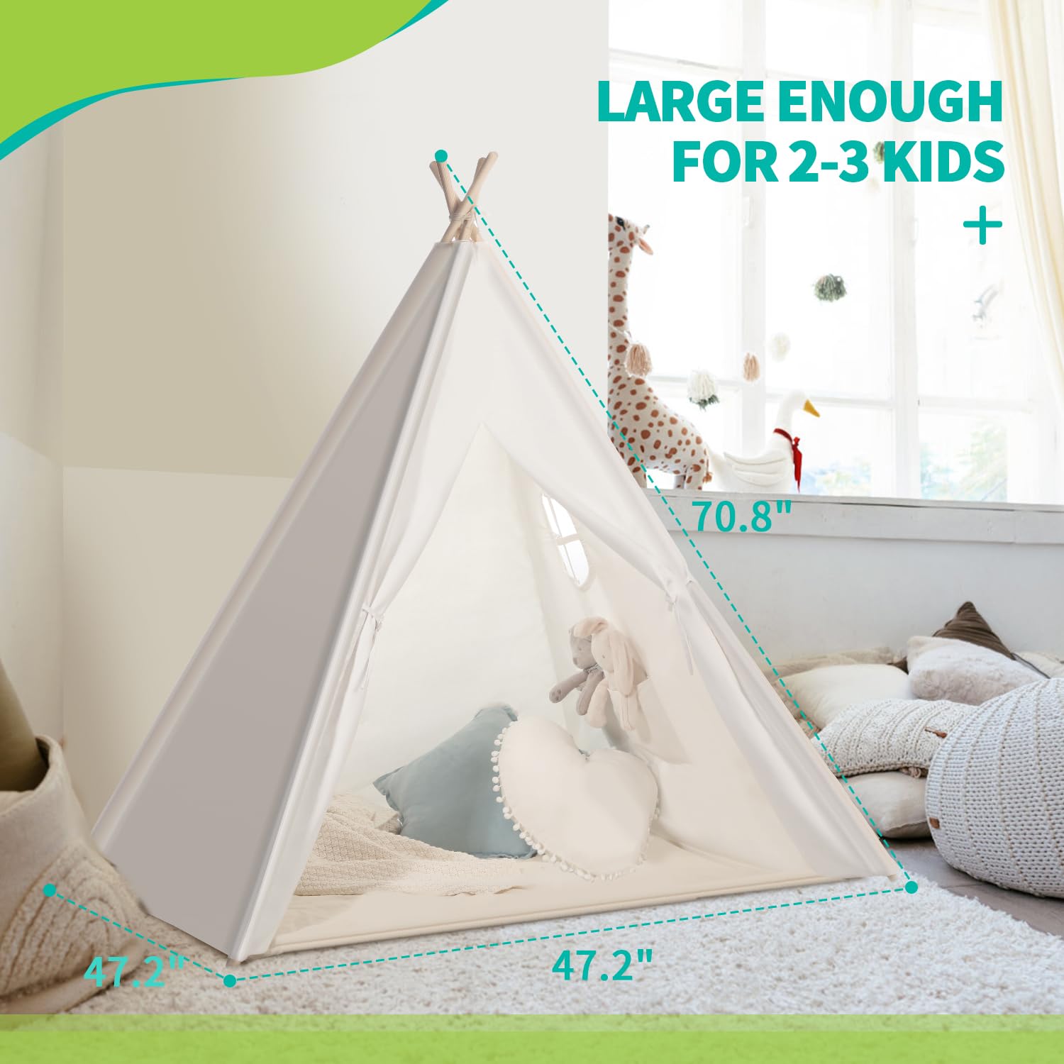 **Sumbabay Kids Teepee Tent with Lace - Indoor & Outdoor Playhouse for Toddlers, Boys & Girls - Perfect for Playtime, Reading Nook, or Birthday Gifts**