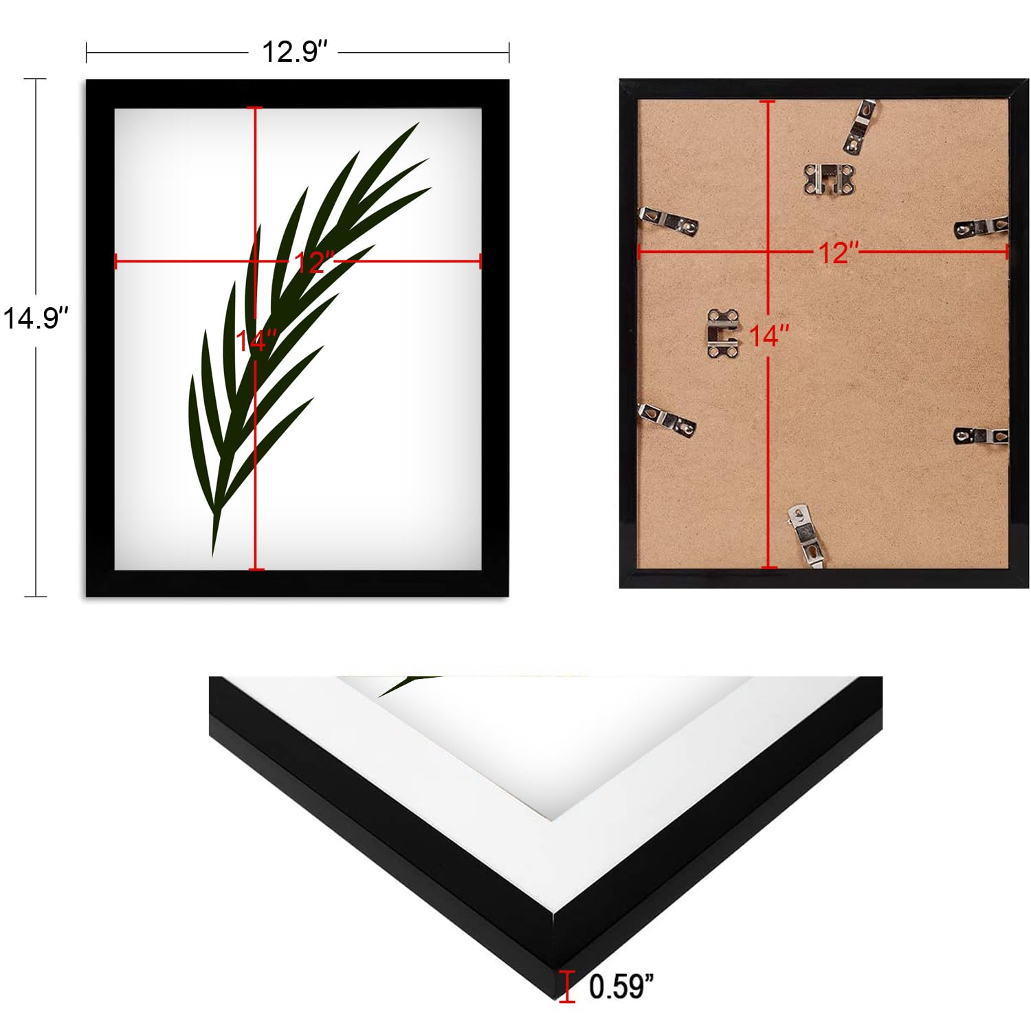 NAOKBOEE 12x14 Inch Black Picture Frame with Shatterproof Plexiglass - Horizontal & Vertical Wall Photo Frame for Living Room, Bedroom & Office Decor