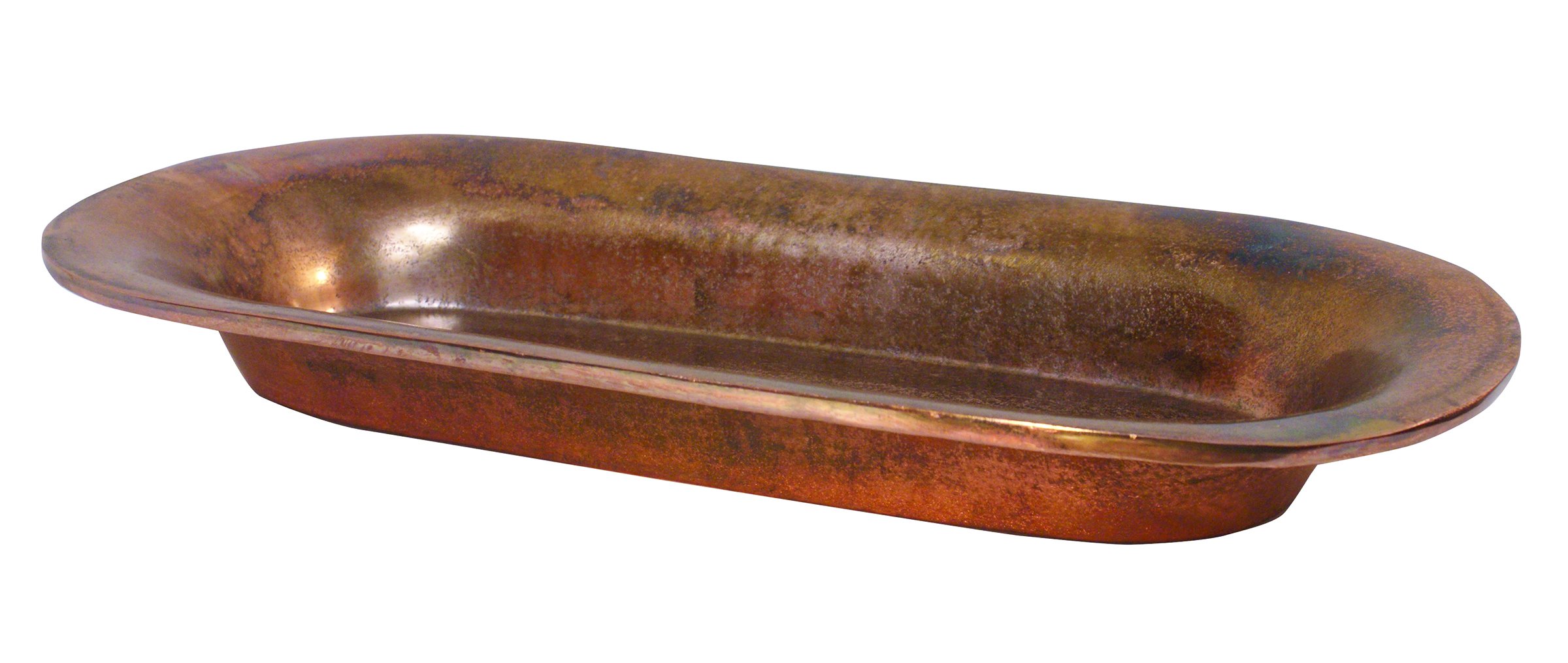 Split P Oblong Tray - Oxidized Copper Finish Aluminum Serving Platter for Home Decor, Dining Table Centerpiece, and Party Serving