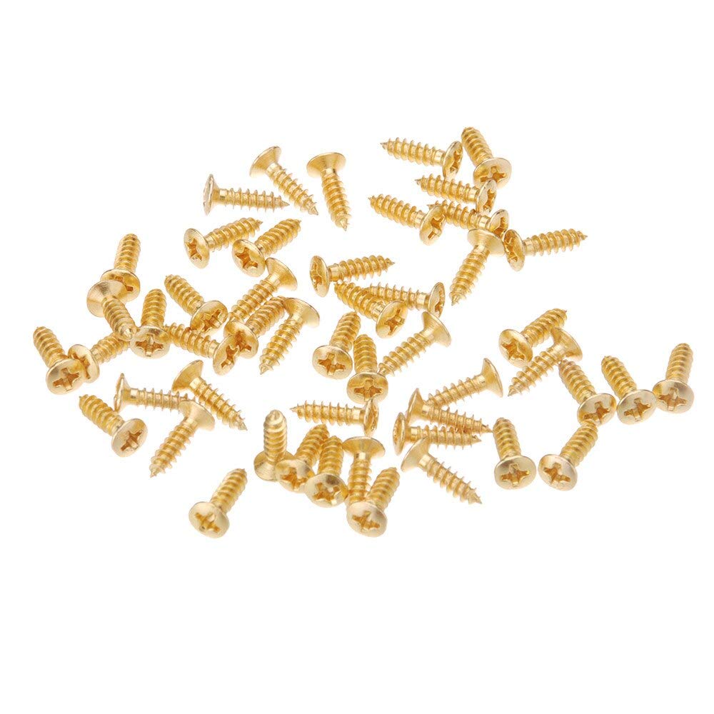 50 Gold Plated 3mm Screws for Fender Strat/Tele Electric Guitar Pickguard & Scratchplate - Premium Guitar Parts & Accessories for DIY Repairs and Upgrades