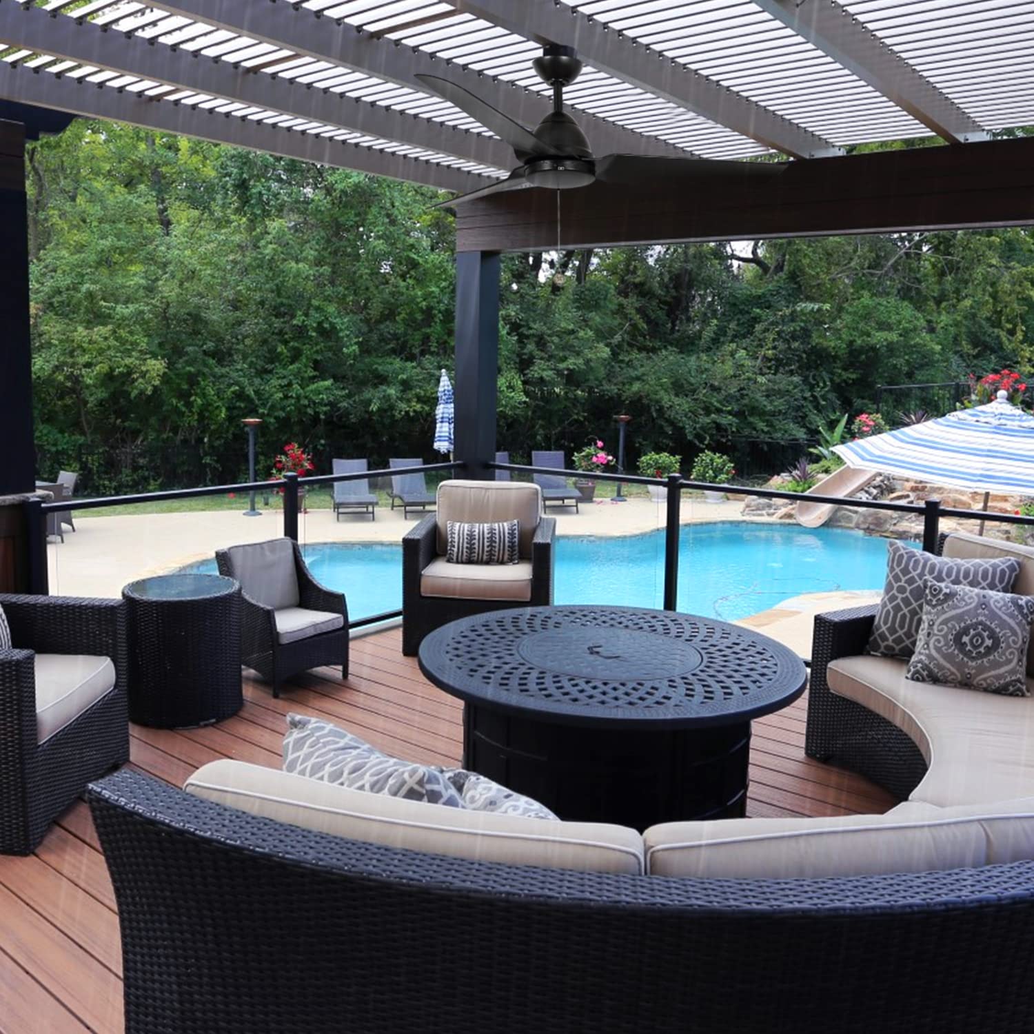 54 Inch Outdoor Ceiling Fan with Light - Waterproof & Wet-Rated, Modern Design, ETL Certified for Porch, Patio, Sunroom, Living Room, Bedroom, Kitchen - Perfect for Indoor & Outdoor Use in All Weather Conditions