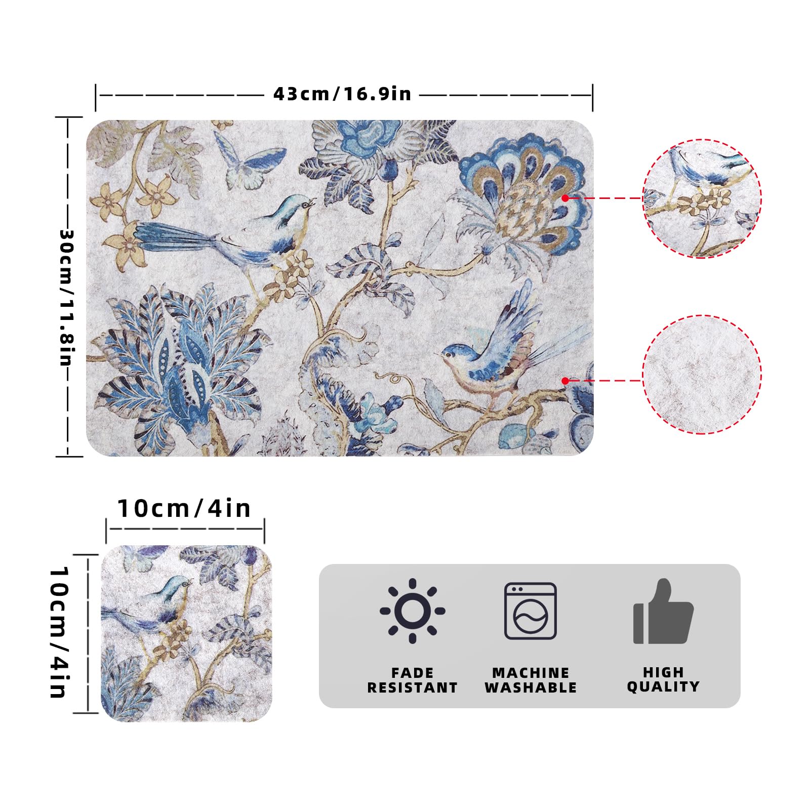 Premium Felt Placemats Set of 6 - Heat Resistant Table Mats for Dining, Kitchen & Home Decor - 17