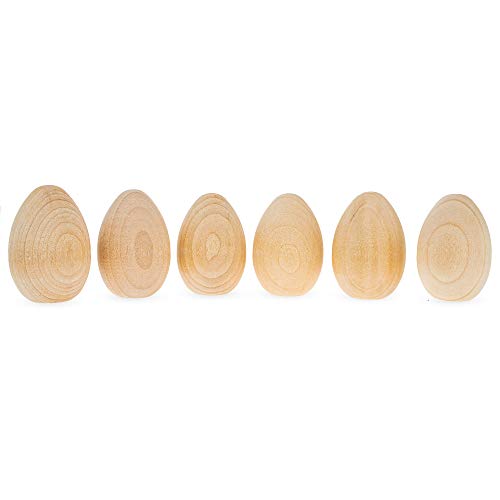 6 Miniature Unfinished Blank Wooden Eggs 2 Inches - DIY Craft Supplies for Easter Decorations, Wood Painting Projects, and Home Decorative Displays