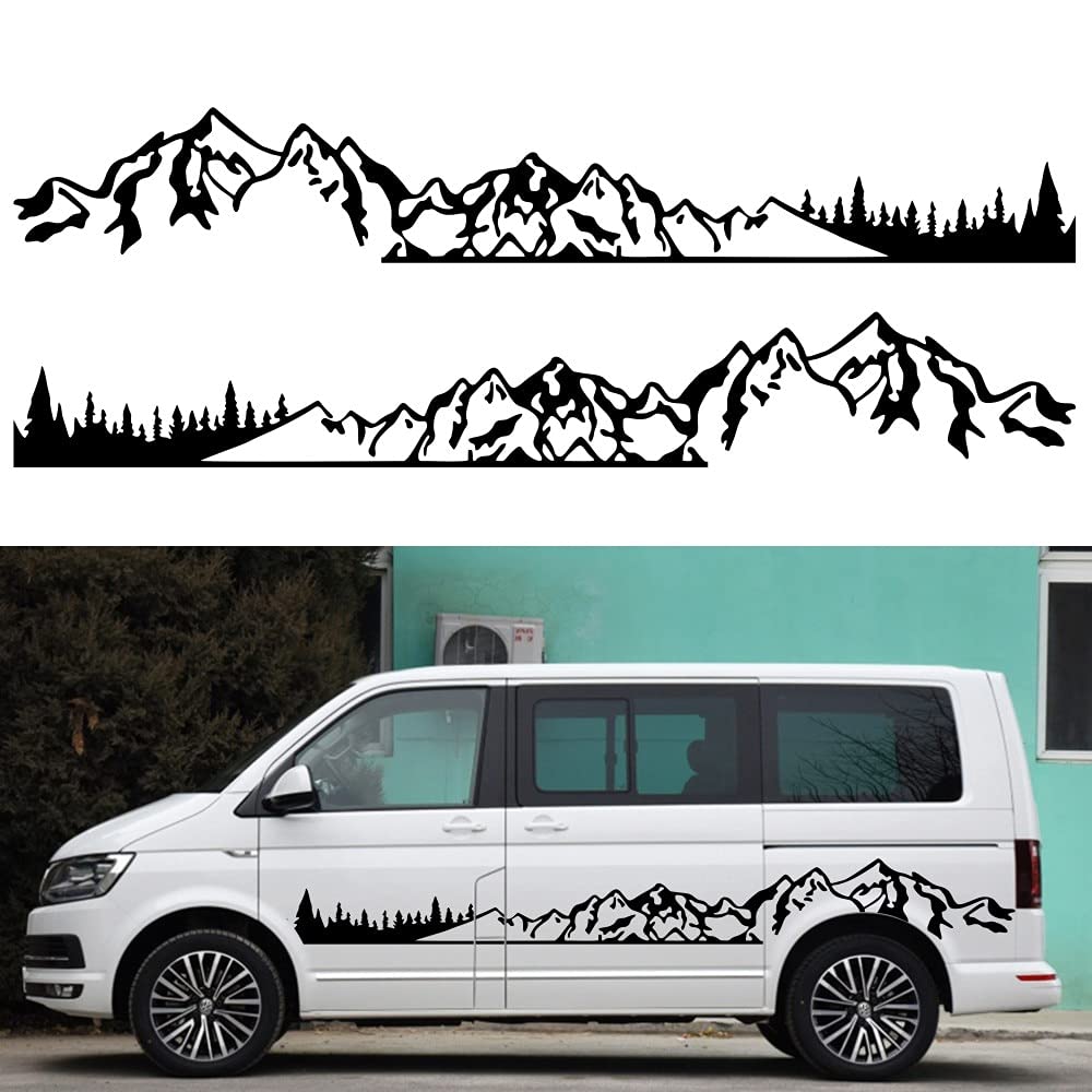 2PCS Mountain Adventurers Car Stickers - DIY Striped Graphic Decals for RV, Camper, Luopan Vehicles (Gray, Large 430x48cm) - Perfect for Off-Road Enthusiasts & Outdoor Adventures