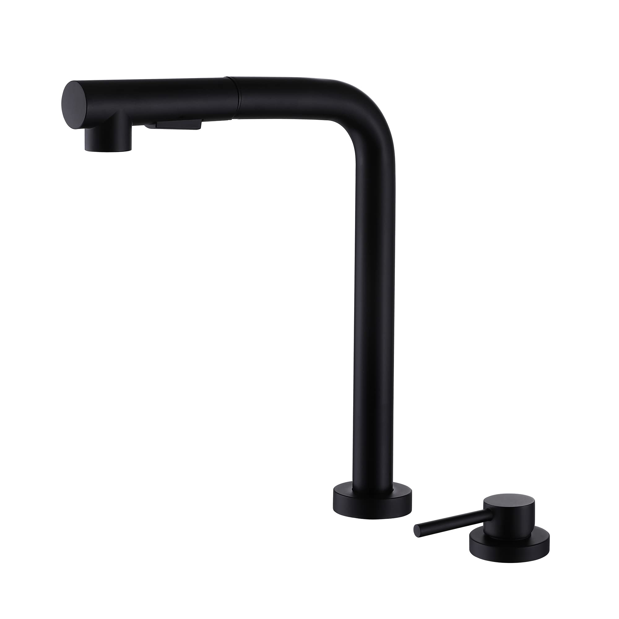 Sumerain Black 2-Hole Kitchen Sink Faucet with Pull-Out Sprayer and Single Handle - Modern Side Spray Design for Easy Dishwashing and Food Prep