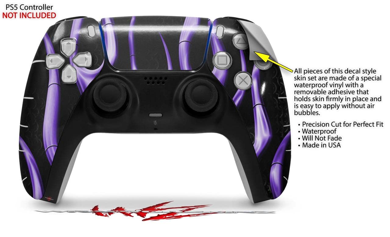 PS5 DualSense Controller Skin Wrap - Metal Flames Purple for Gaming Protection