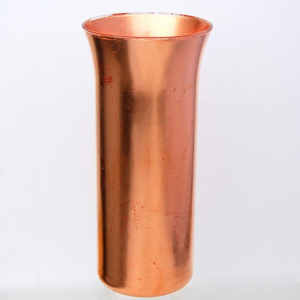 9-Inch Red Pomegranate Gilded Hurricane Vase in Rose Gold - Elegant Home Decor for Wedding Centerpieces, Dining Table Decor, and Mantel Displays