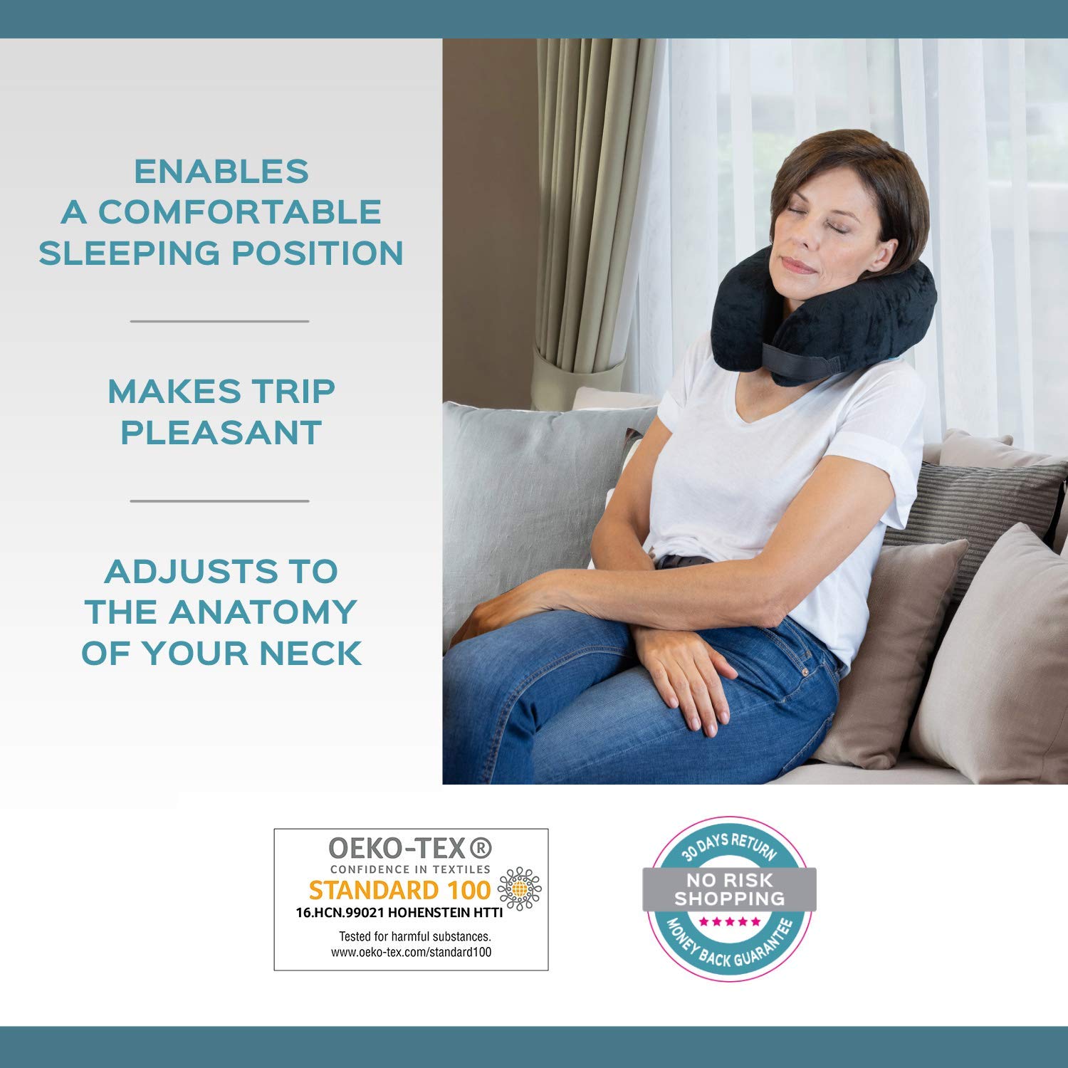 Bonmedico Ergonomic Neck Pillow - Memory Foam Travel Pillow for Airplane, Car & Office - Cervical Support Cushion for Neck Pain Relief - Perfect for Long Flights, Road Trips & Work Breaks