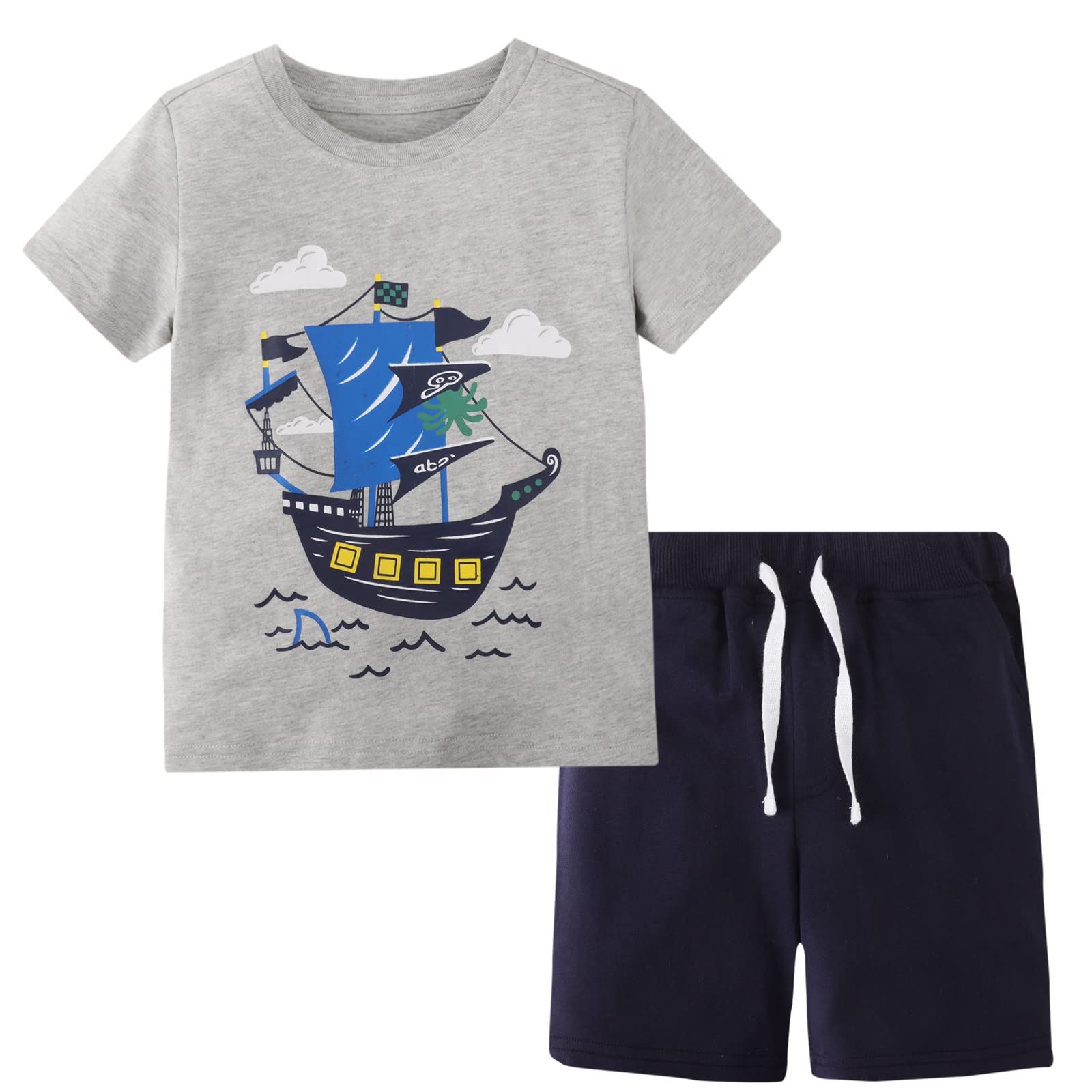 BIBNice Toddler Boys Summer Outfits - Cute Short Sleeve Shirt & Shorts Sets for Kids 2-7 Years | Playtime, Beach & Outdoor Activities