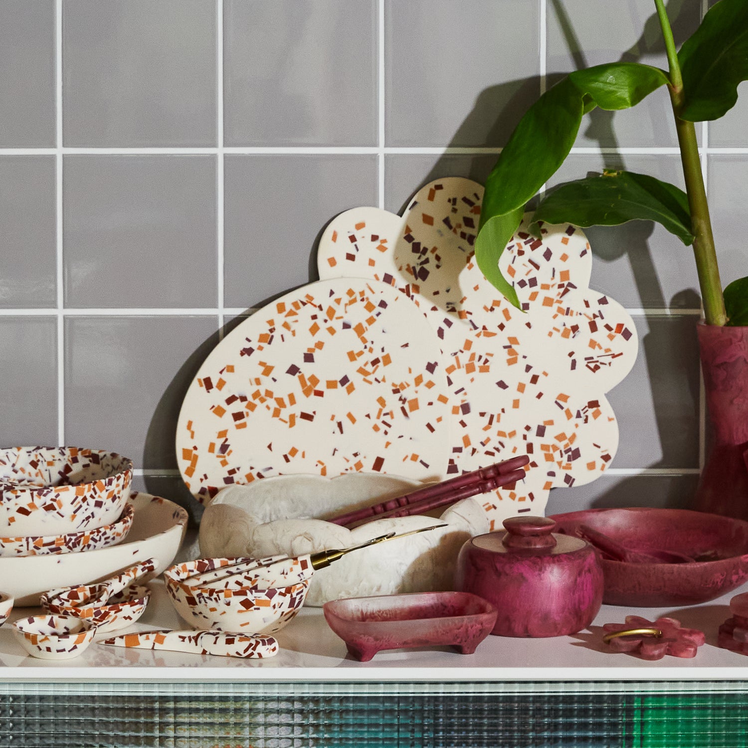 Candice Board - Premium Nougat Terrazzo Cheese Board for Charcuterie, Wine & Entertaining - Elegant Serving Tray for Parties, Weddings & Home Decor