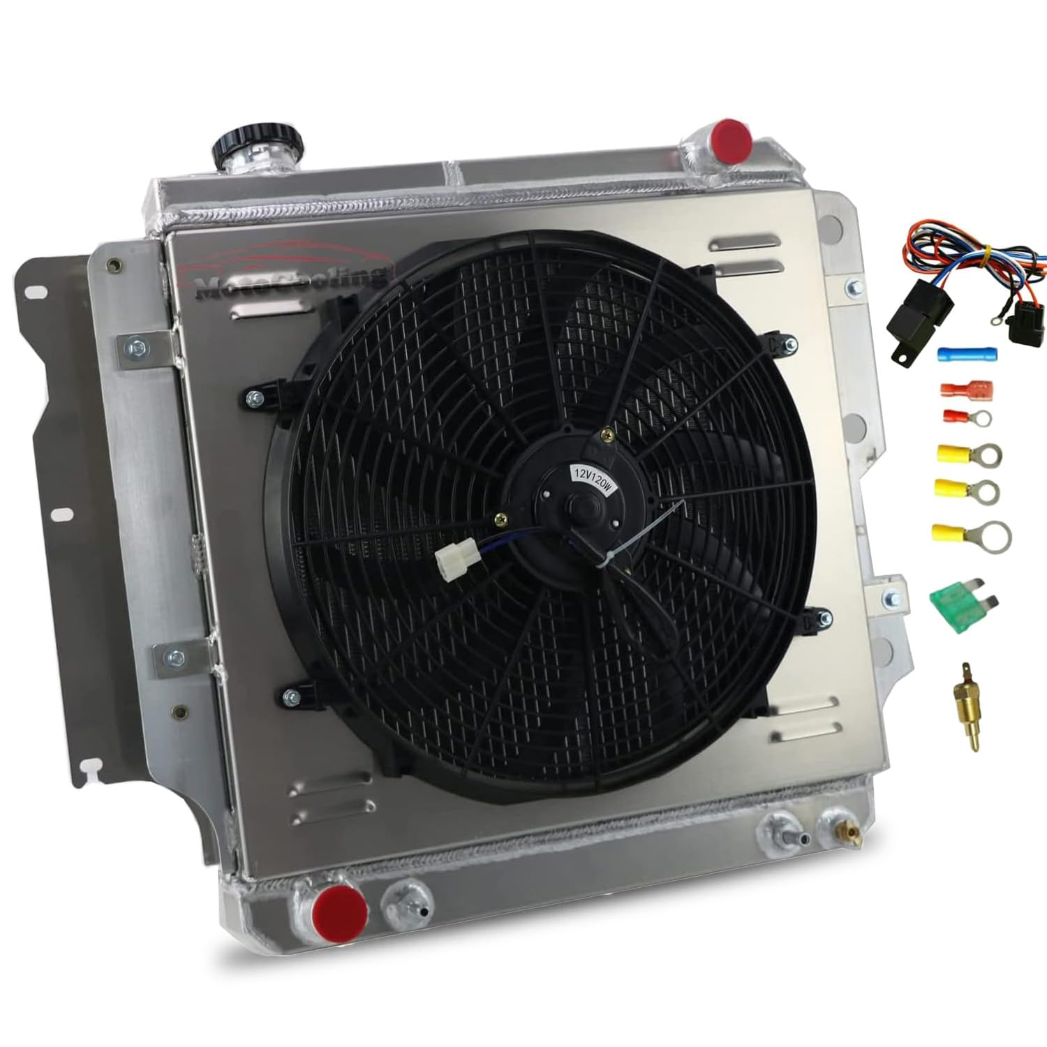 High Performance Aluminum Radiator for 1987-2006 Jeep Wrangler YJ TJ Unlimited 2.4L 2.5L 4.0L 4.2L L4 L6 Gas Engine - 3 Row Cooling System with 16