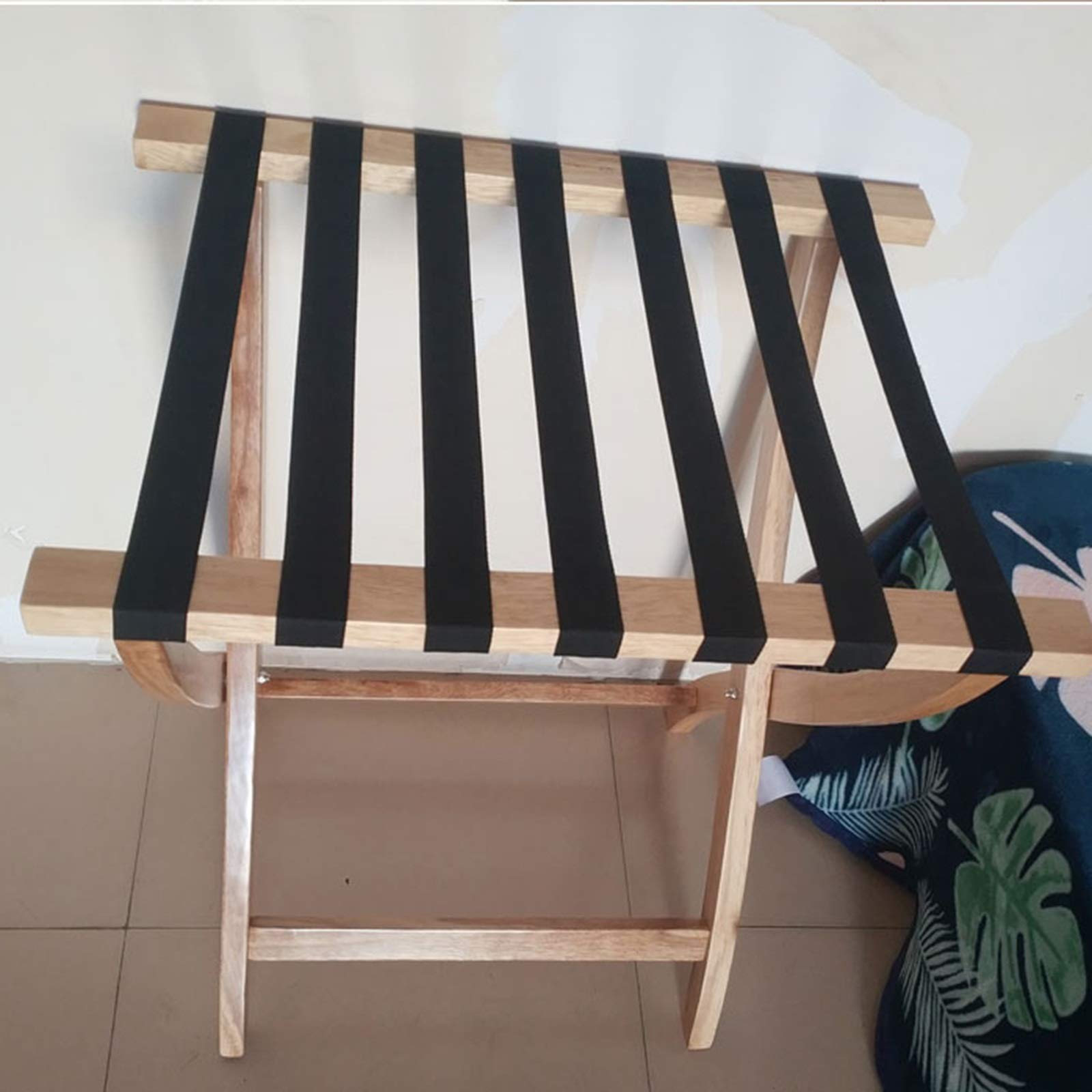 Solid Wood Folding Luggage Rack for Hotel Rooms - 60x47x67cm Brown Storage Rack | Space-Saving Hotel Furniture for Suitcases, Bags & Travel Gear