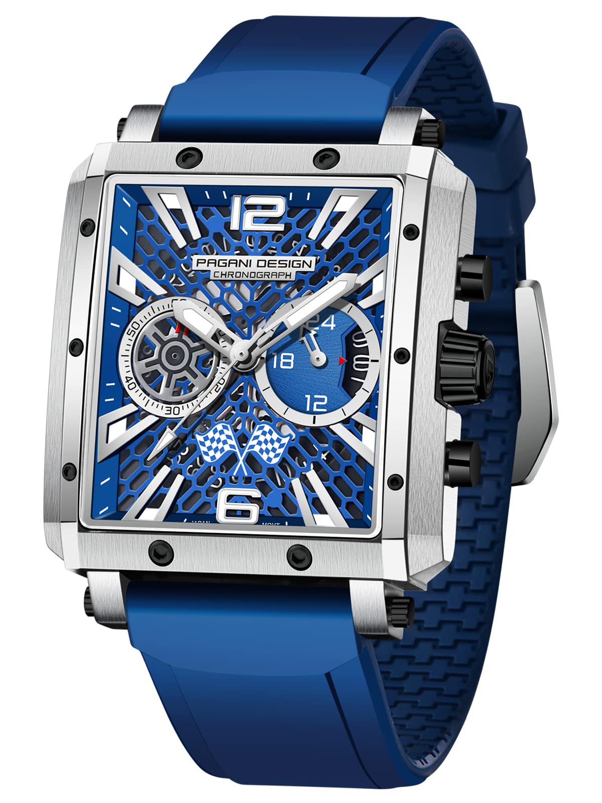 Pagani Design Square Skeleton Men's Watch - Quartz TMI Chronograph, High Hardness Sapphire Racing Series Watch for Men - Perfect for Casual, Business, and Sports Wear