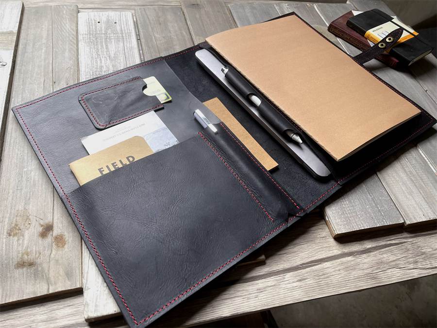 Premium Black Leather Case Sleeve for MacBook Pro 14