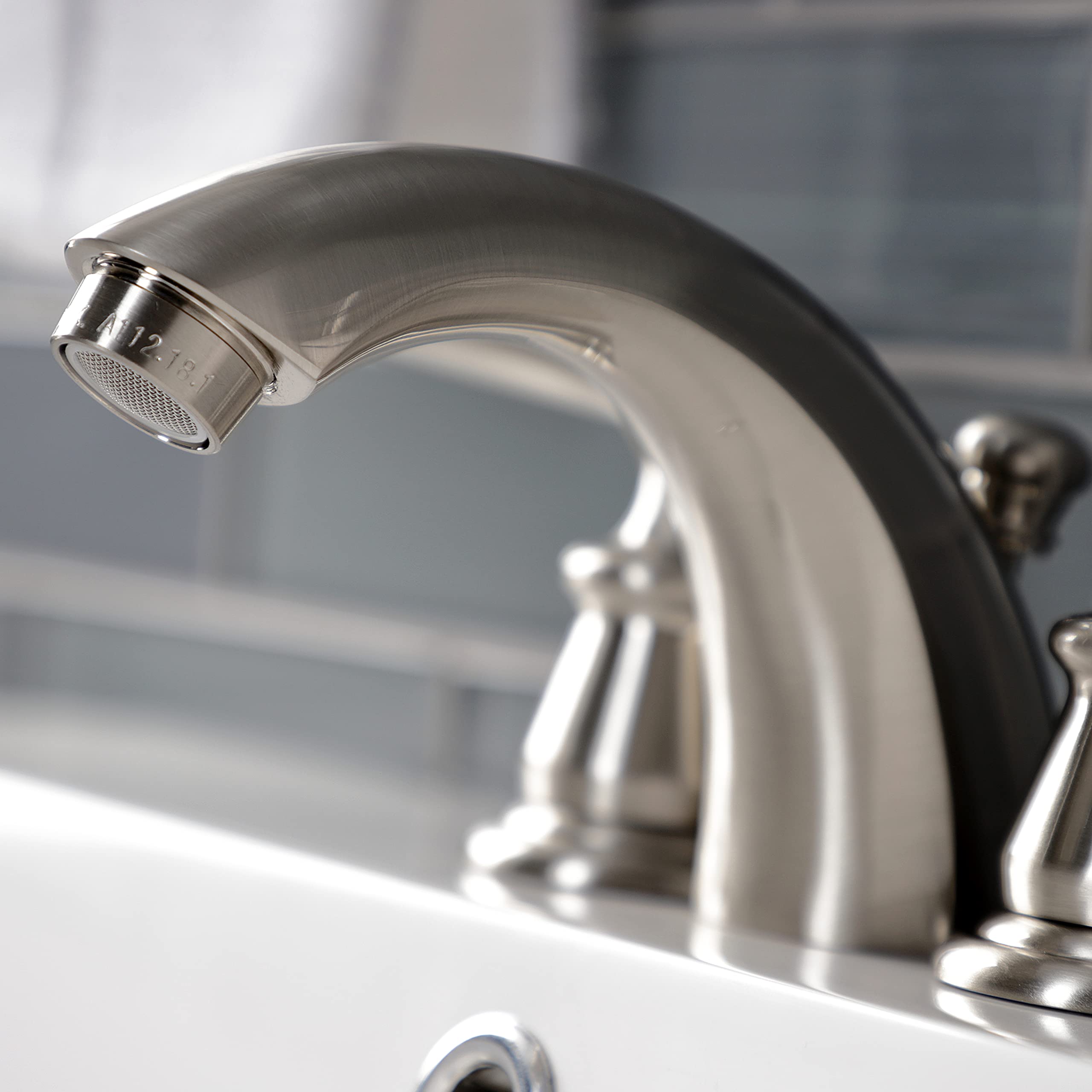 Kingston Brass KB958RXL Brushed Nickel Mini-Widespread Bathroom Faucet with Pop-Up Drain - Perfect for Bathroom Vanity Sink, Powder Room, and Guest Bath Remodeling