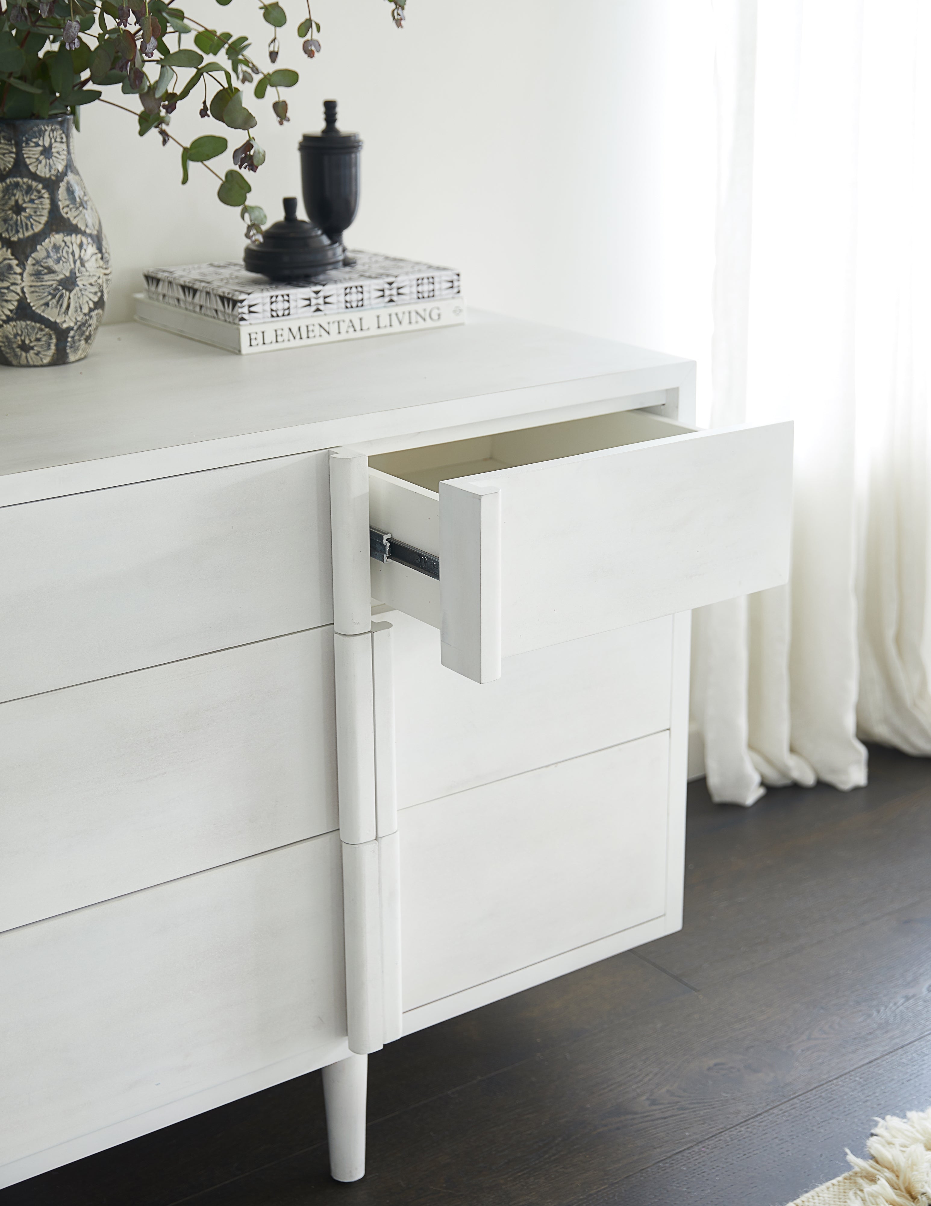 Modern 6-Drawer Wooden Dresser for Bedroom - Maci Dresser with Mirror, Sturdy Storage Organizer for Clothes, Bedroom Furniture - Perfect for Home, Apartment, and Dorm Room Organization