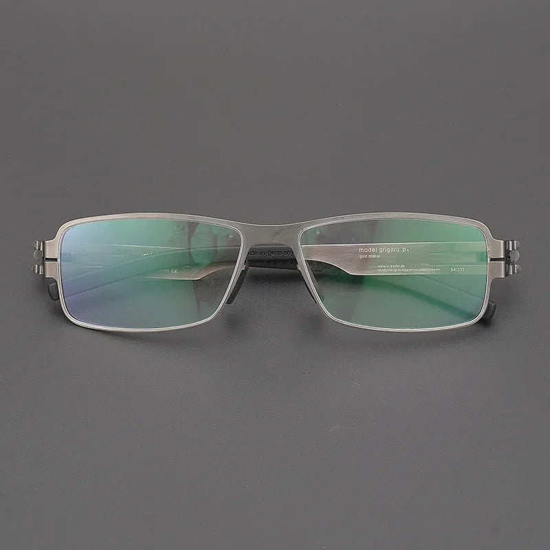 Black Unisex Full Rim Square Screwless Steel Eyeglasses Frame 4294 - Stylish & Durable for Work, Reading & Everyday Wear