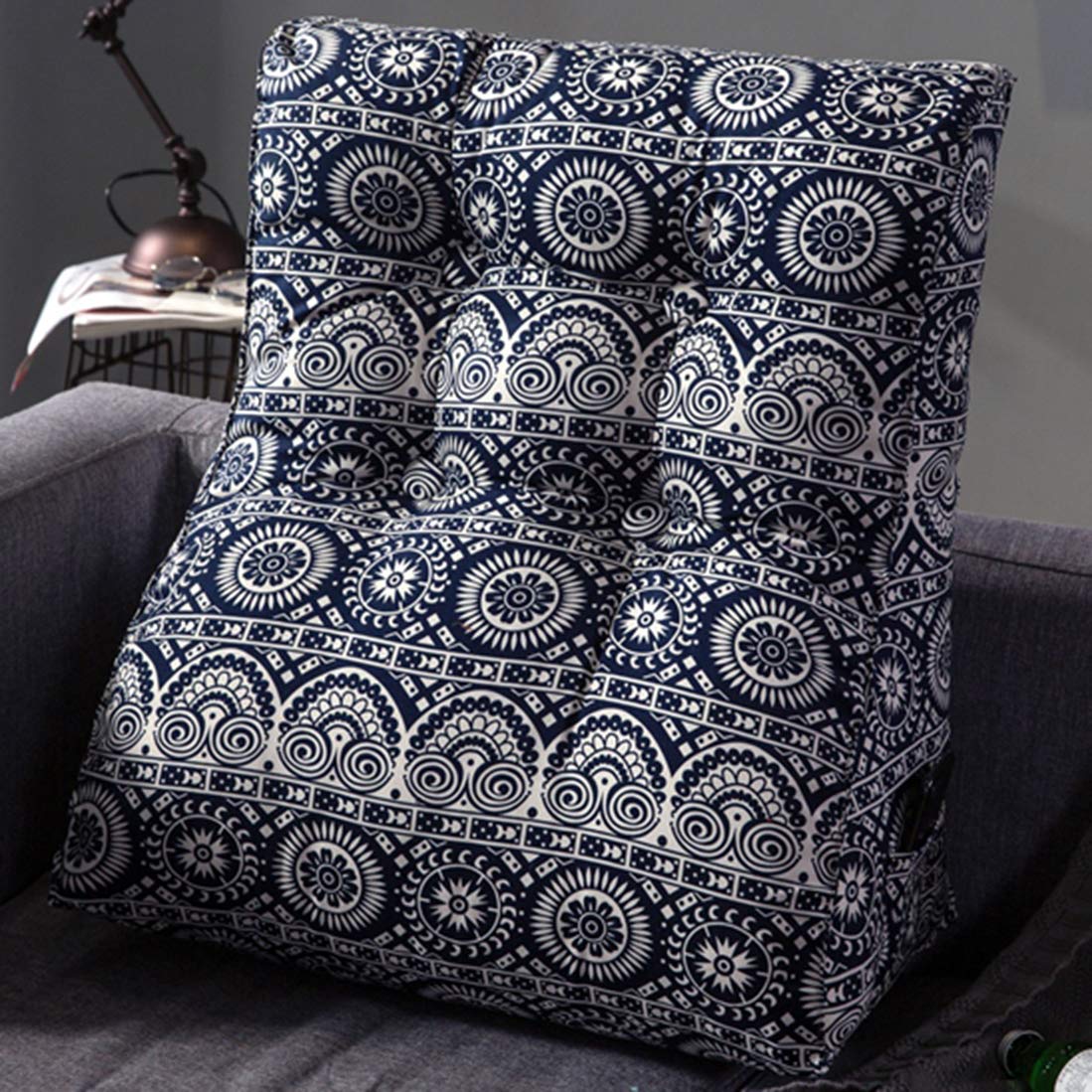 ZYFA Backrest Pillow with Pockets - Orthopedic Reading Pillow for Adults, Bed Wedge & Lounge Cushion - Back Support for Sitting in Bed, Couch, Floor (Ideal for Reading, Watching TV & Post-Surgery Recovery)