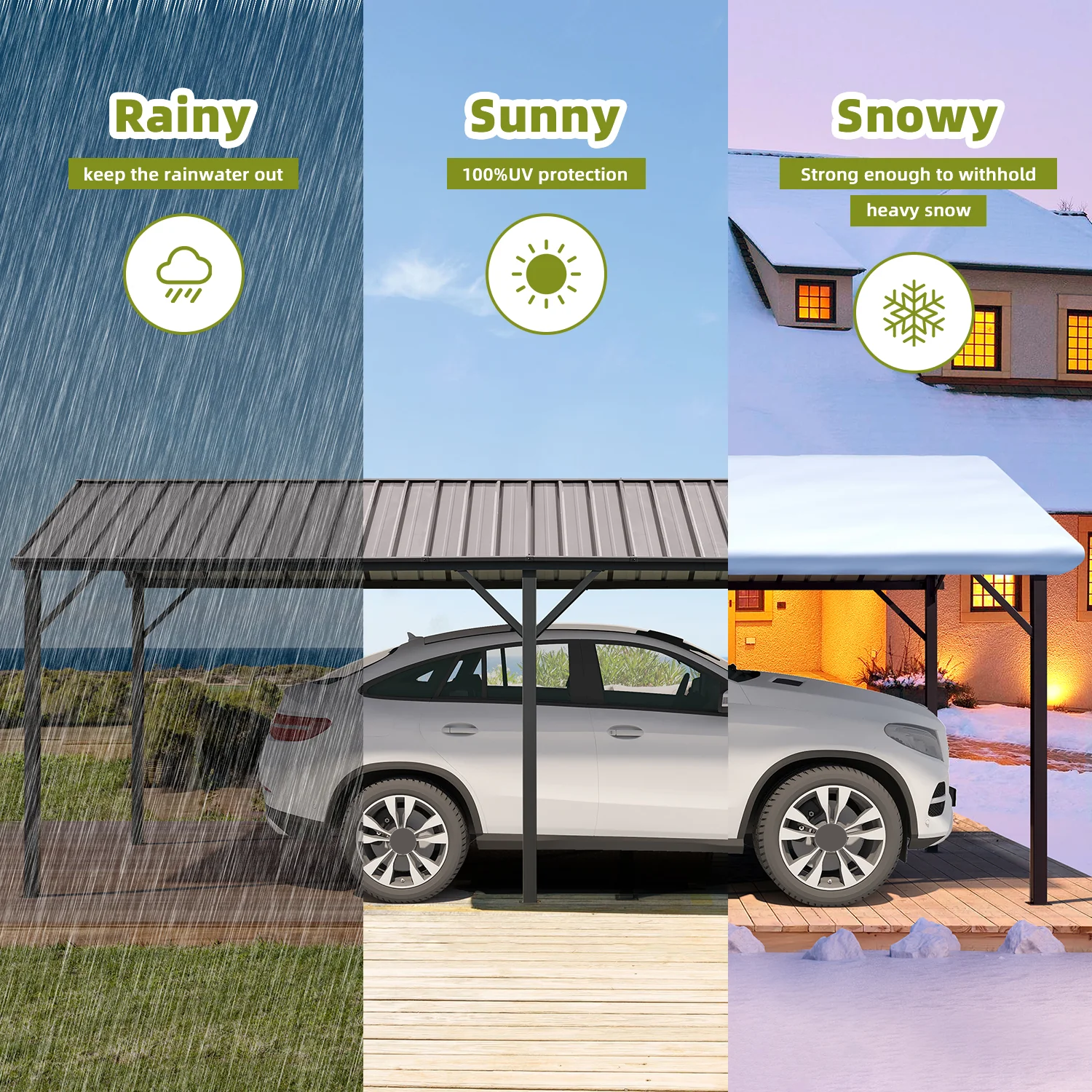 EROMMY 10X20 Galvanized Steel Carport Kit - Heavy Duty Metal Car Shelter for Vehicles, RV, Boat & Outdoor Storage | Weather Resistant Backyard & Farm Use