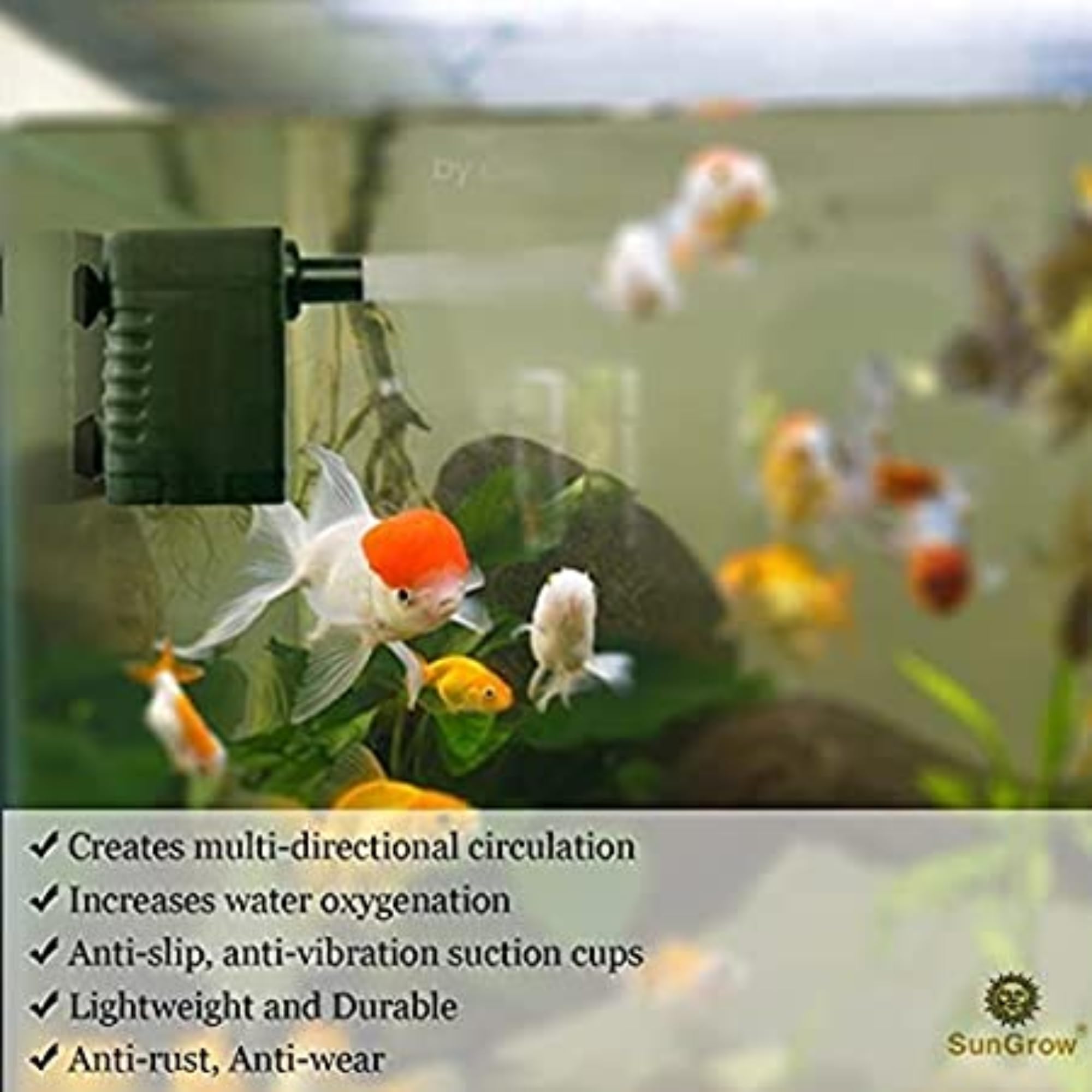 SunGrow 3W 55 GPH Mini Submersible Water Pump for Cat & Dog Bowls, Aquariums, Fountains, Hydroponics - Perfect for 3-5 Gallon Tanks, Tabletop Displays & Pet Water Dispensers