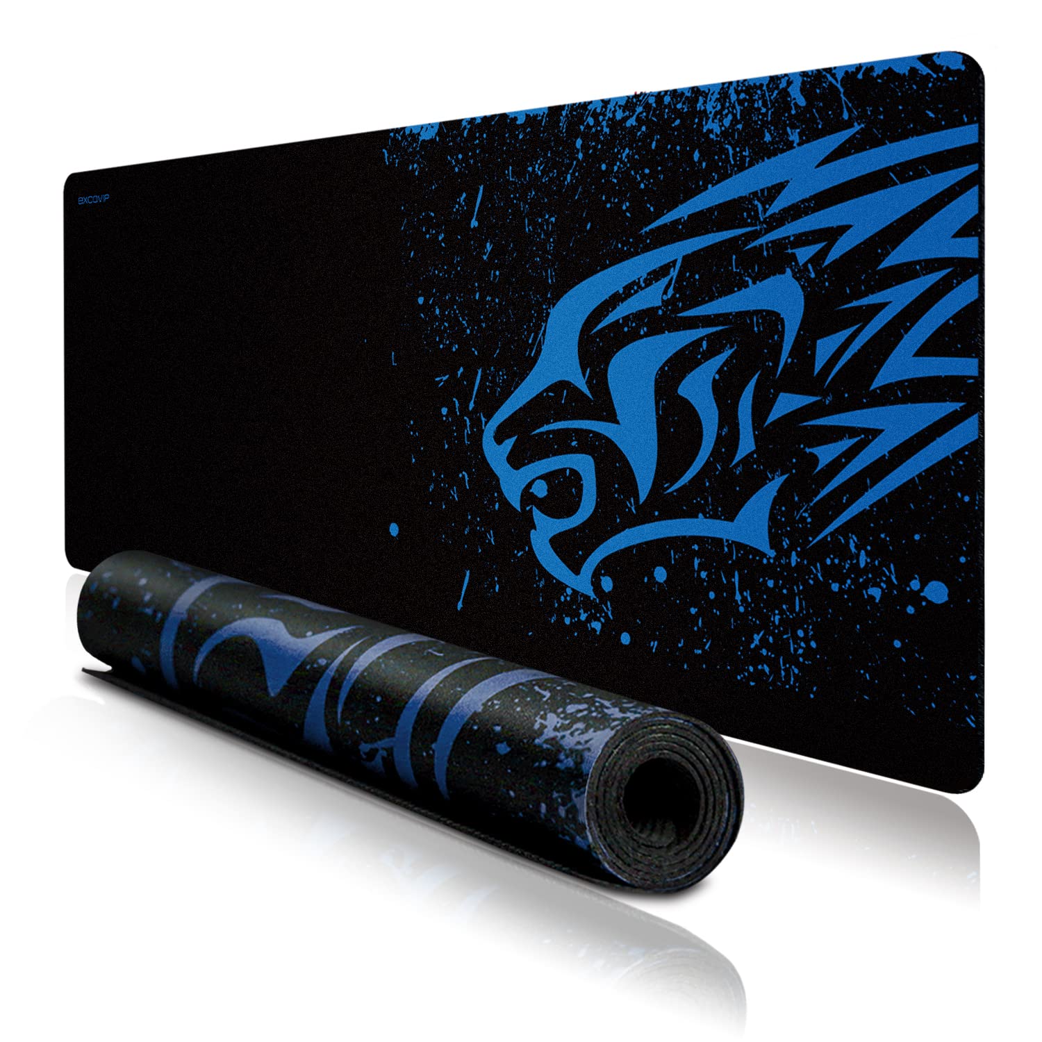 Large 28x12 Inch Gaming Mouse Pad with Non-Slip Base - Blue Leopard Design Computer Keyboard Mouse Mat Desk Pad for Home Office, Gaming & Work | Perfect for PC, Laptop & Workstation Setup
