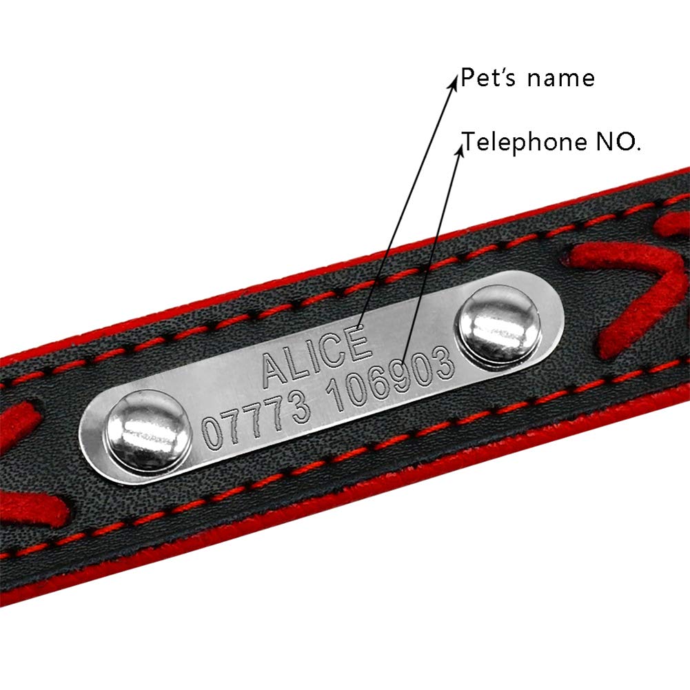 SOCHII Personalized Engraved Leather Dog Collar with Nameplate - Custom Pet Collar for Small, Medium & Large Dogs (Beagle, XS-XL) in Blue - Perfect for Daily Walks, Training & Gifts