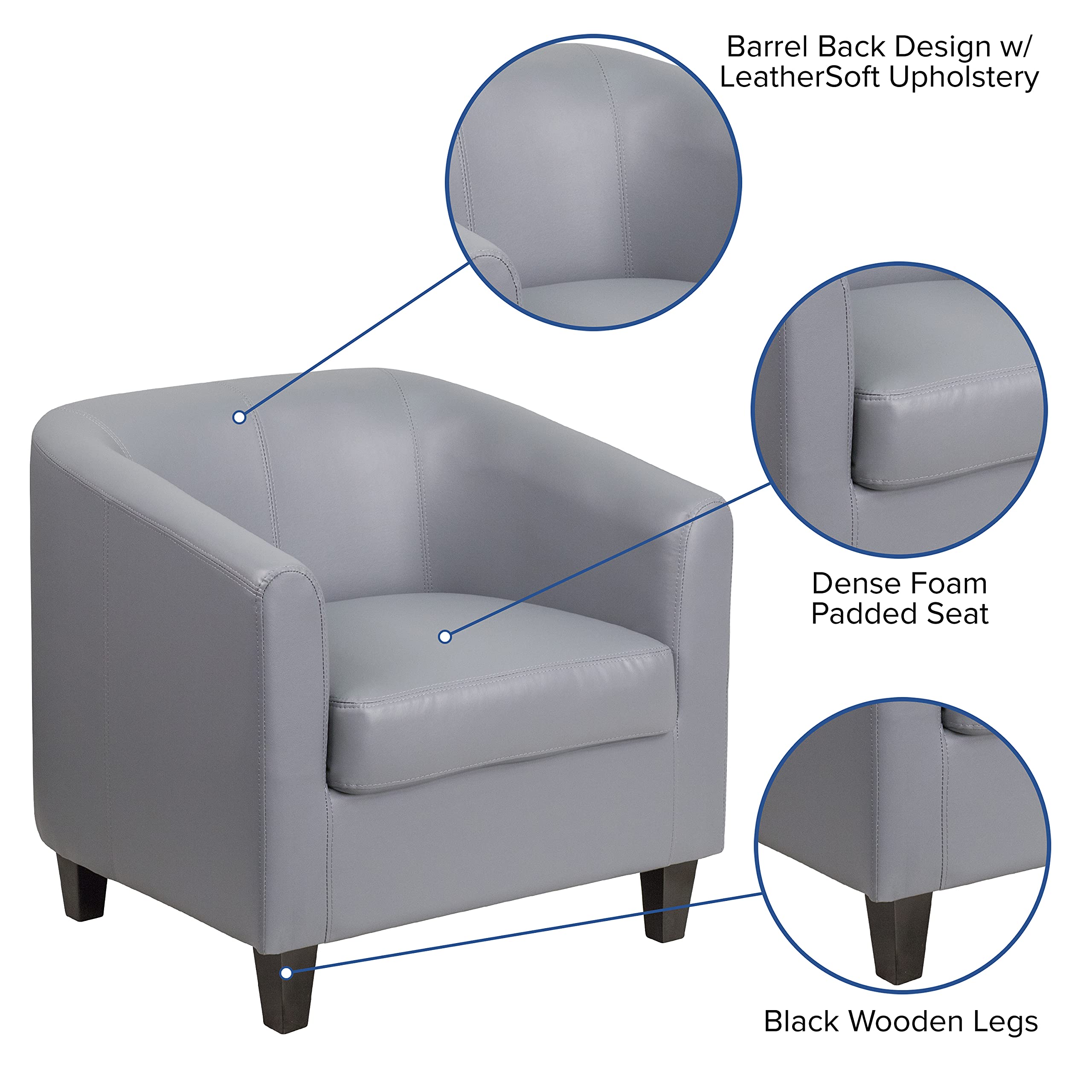 Premium Gray LeatherSoft Lounge Chair - Ultra Comfortable & Stylish Recliner for Living Room, Bedroom, or Office Relaxation