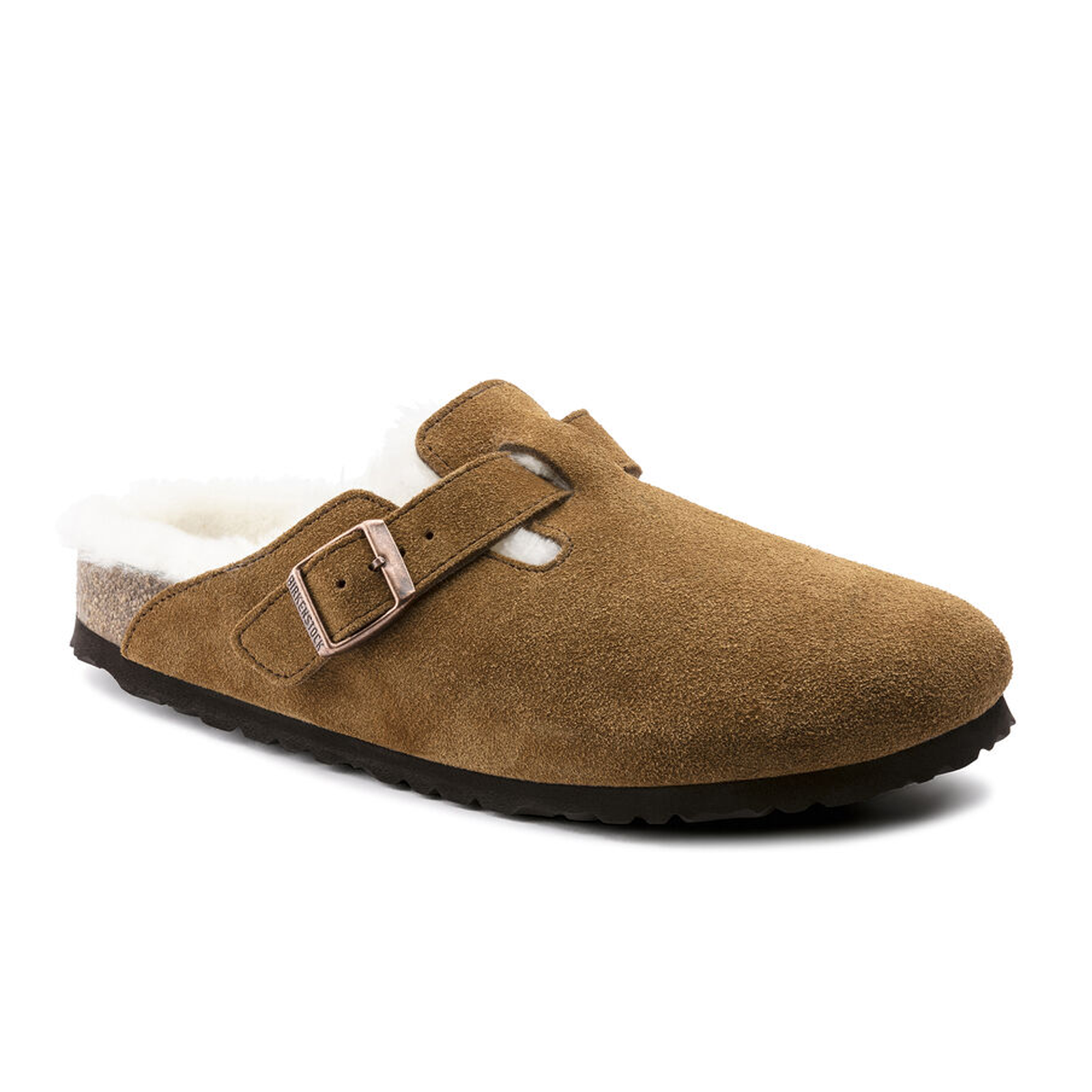 Birkenstock Boston Clog for Women - Soft Mink Suede Upper with Natural Shearling Lining | Comfortable House Slippers & Casual Outdoor Shoes for Everyday Wear