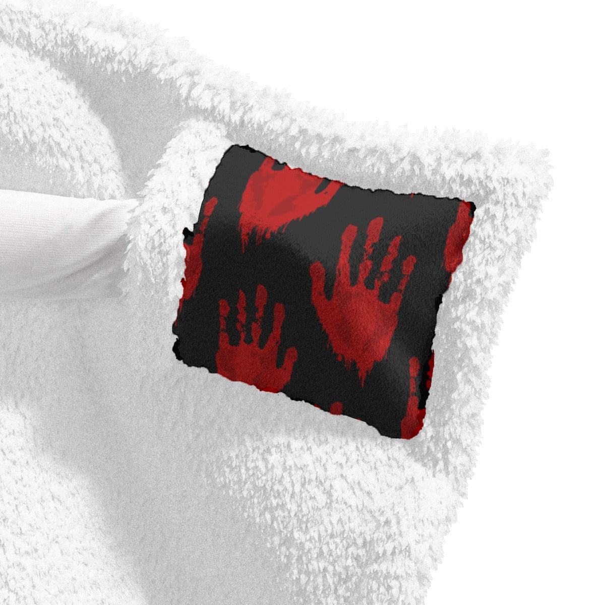 Scary Bloody Hand Prints Wearable Hooded Blanket - Halloween Costume, Horror Movie Party, Cosplay & Cozy Home Wear