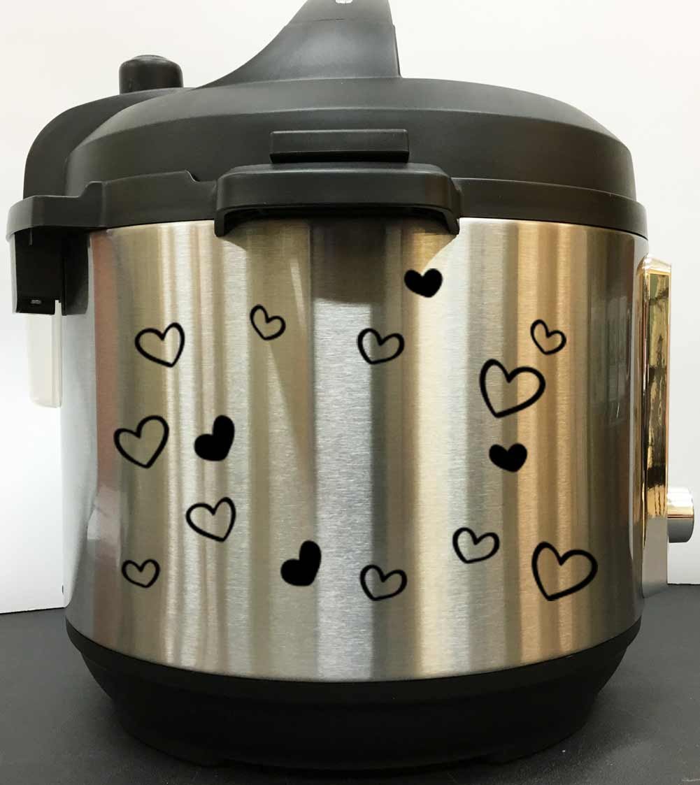 Hearts Art Vinyl Decal Sticker for Instant Pot & Pressure Cookers - Waterproof, Durable Decorative Sticker for Kitchen Appliances (Perfect for Personalizing Instant Pots, Slow Cookers & Air Fryers)