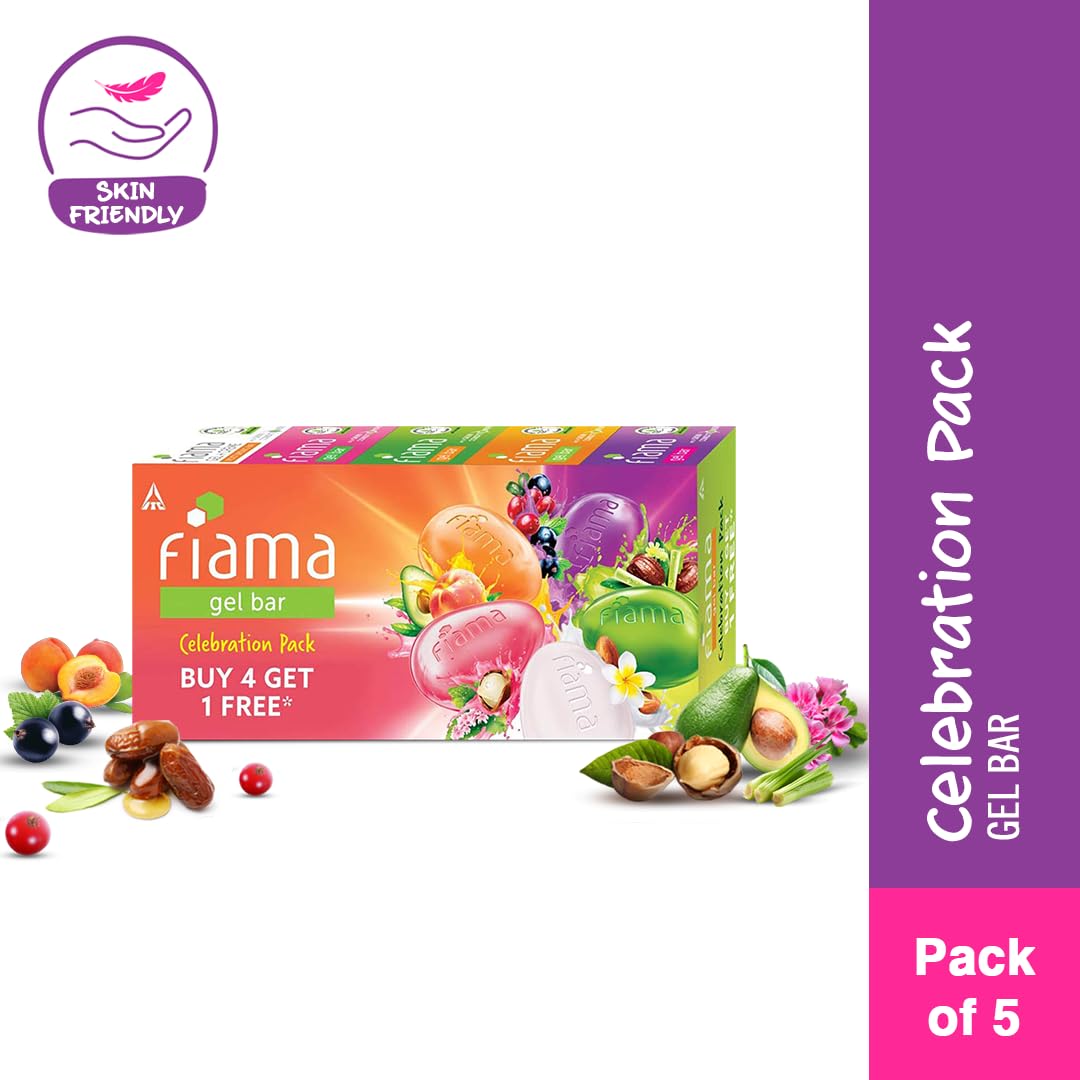 Fiama Gel Bar Celebration Pack - 5 Unique Scented Gel Bars (125g Each) | Buy 4 Get 1 Free | Perfect for Home Fragrance, Gifts & Party Decorations
