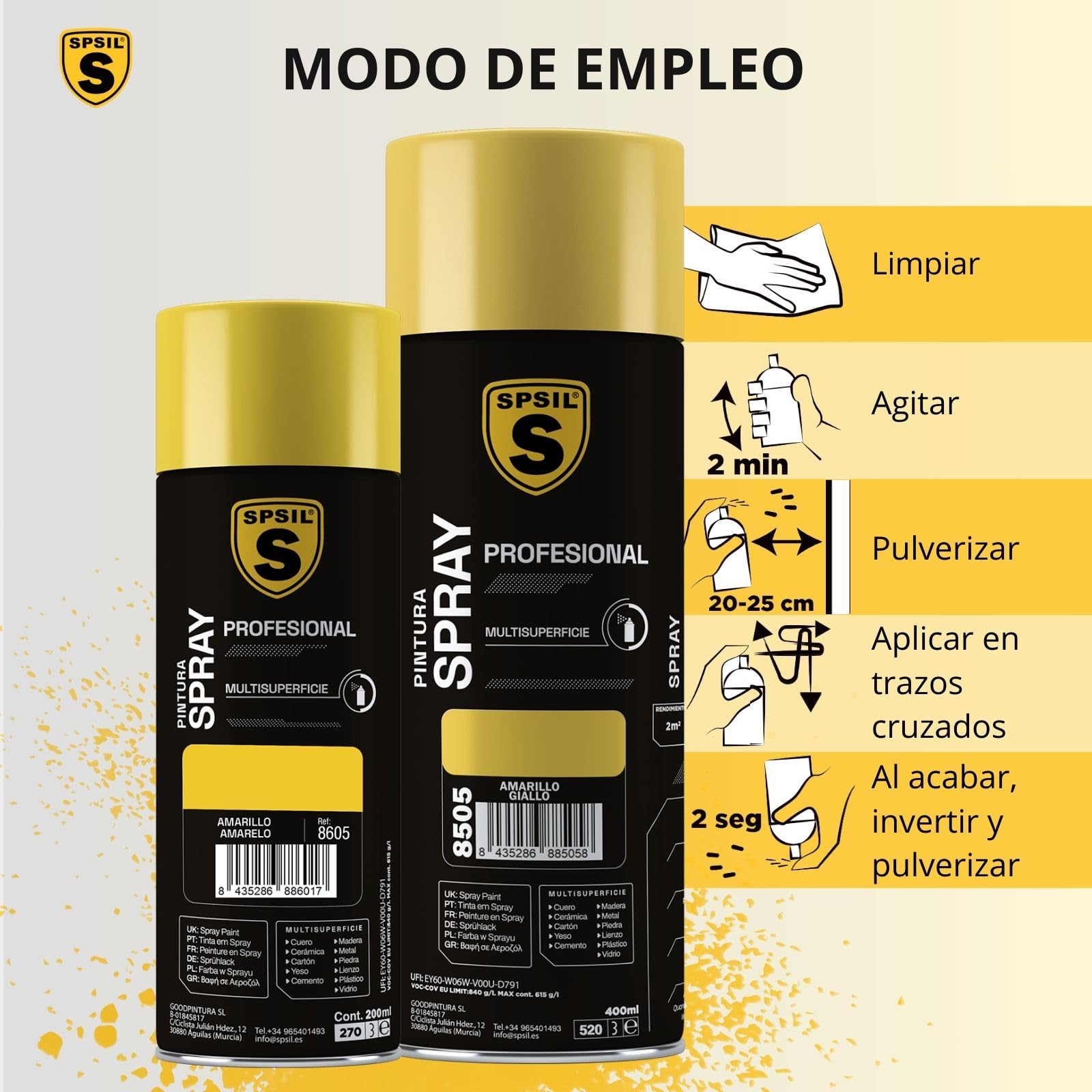 MIBAZAR- Lemon Yellow Spray Paint 8604 - High Coverage, Fast Drying for DIY Projects, Home Decor, and Automotive Touch-Ups