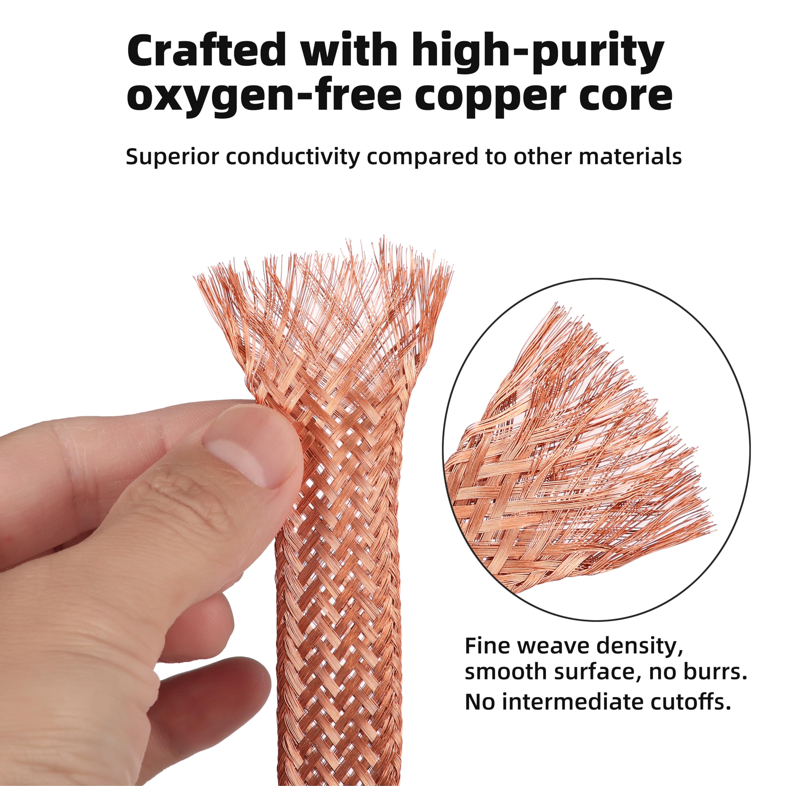 10FT Flat Copper Braid Grounding Cable - 5/8