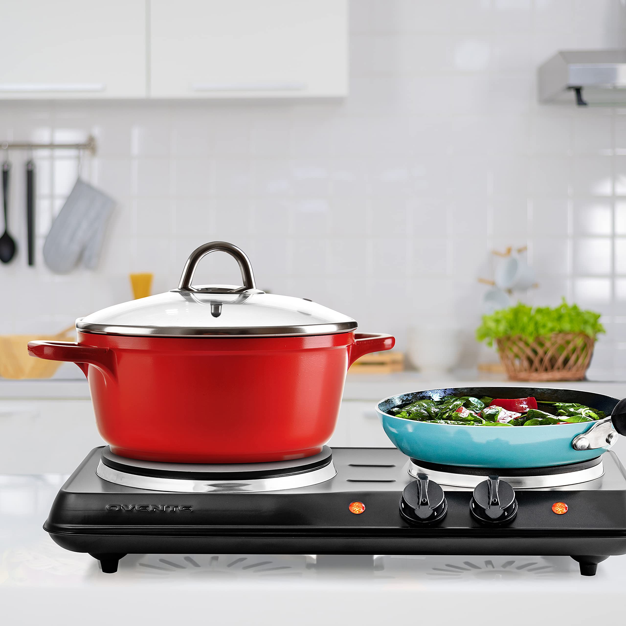 OVENTE 1700W Electric Double Burner Cooktop - 7.25