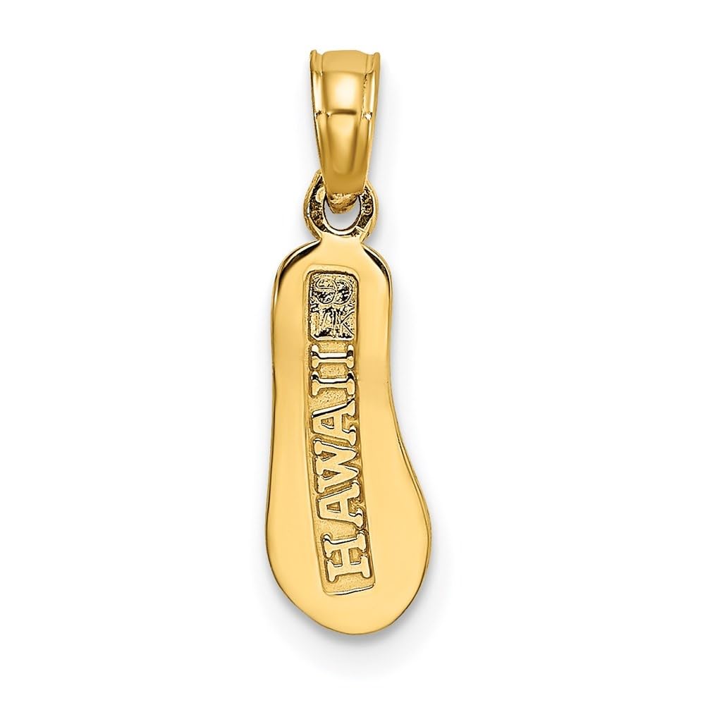 14K Gold Rhodium Plated Flip Flop Charm - Hawaiian Sandal Jewelry Pendant (18.15mm x 5.3mm) for Necklace, Bracelet & DIY Jewelry Making - Perfect for Summer, Beach & Vacation Accessories