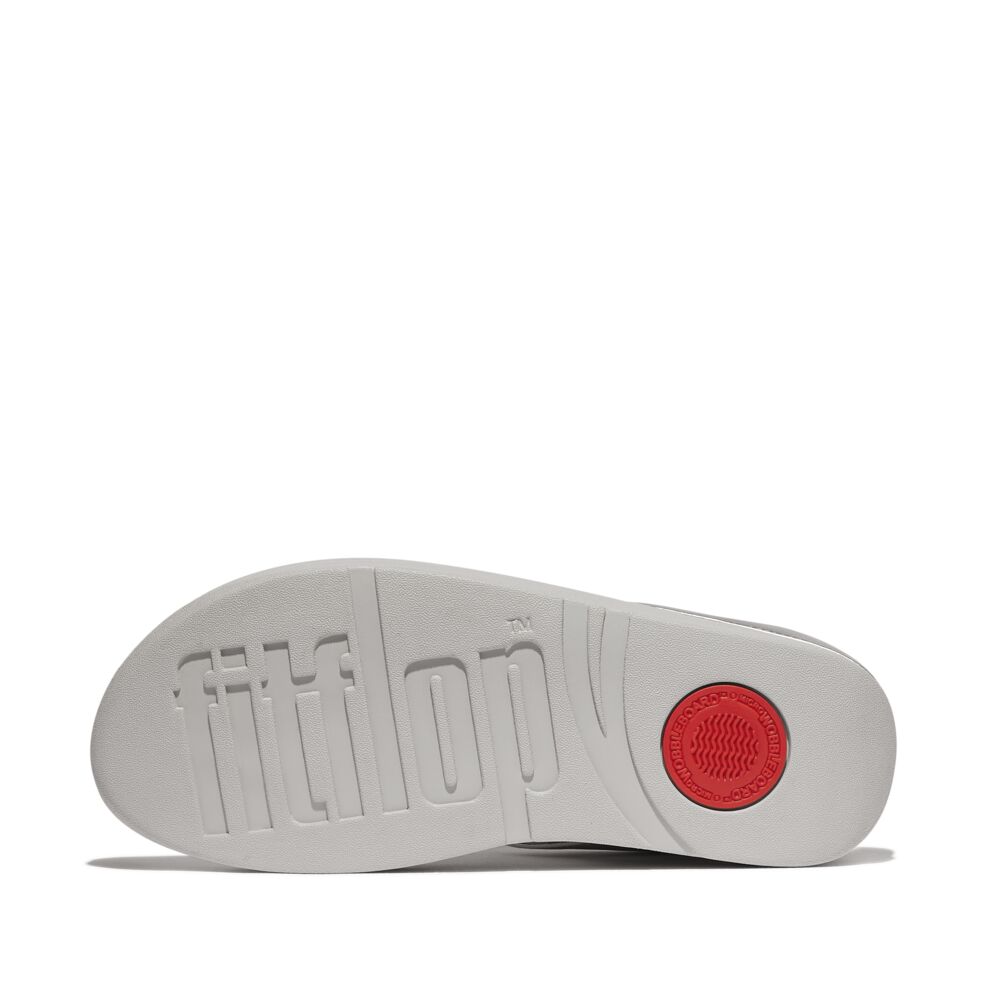FitFlop Fino Crystal Mix T-Strap Sandals for Women - Comfortable Silver Glitter Flip Flops for Beach, Pool & Summer Outfits