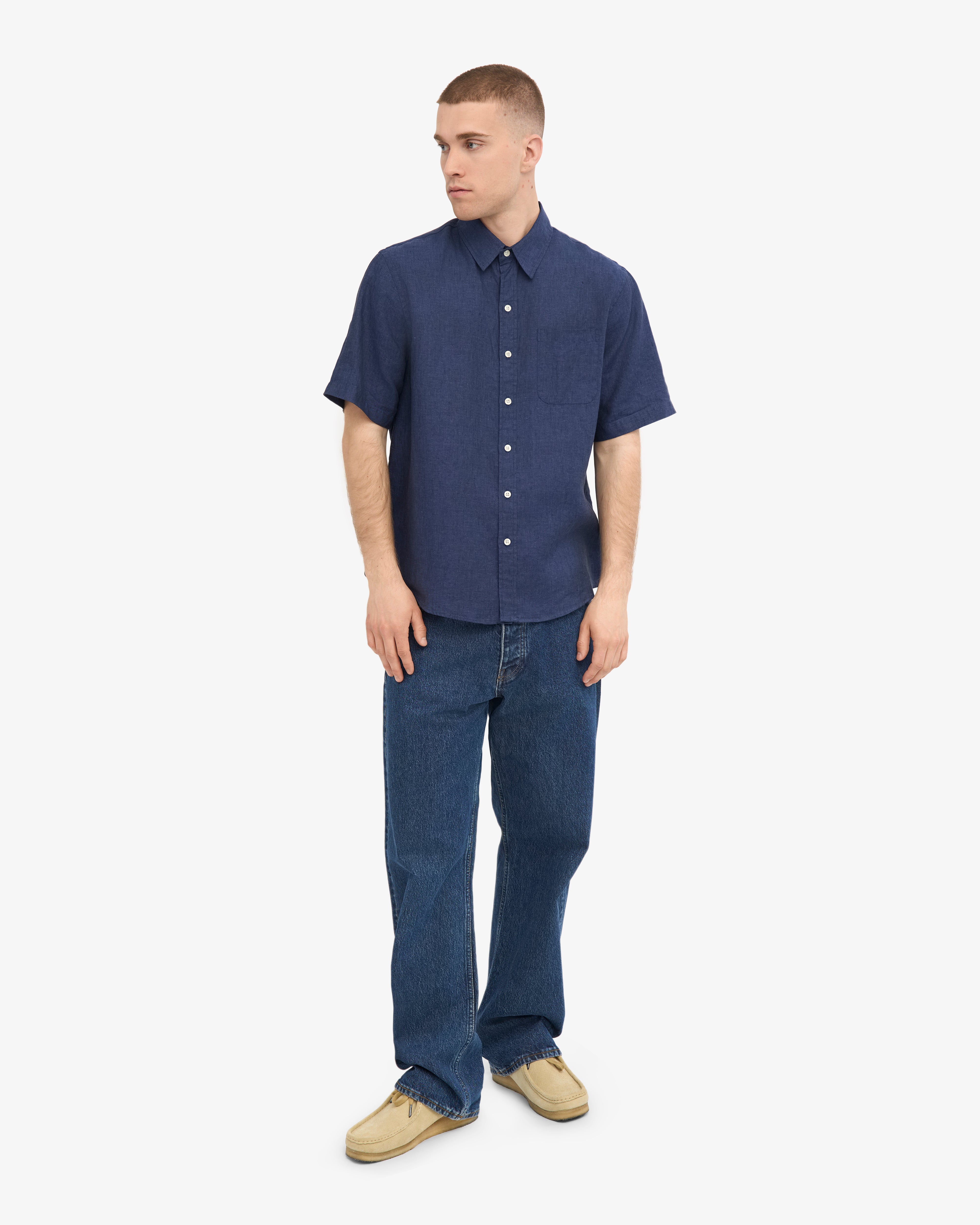 Premium Linen Short Sleeve Shirt for Men - Breathable Petrol Blue Summer Casual Shirt | Perfect for Beach, Vacation & Outdoor Activities