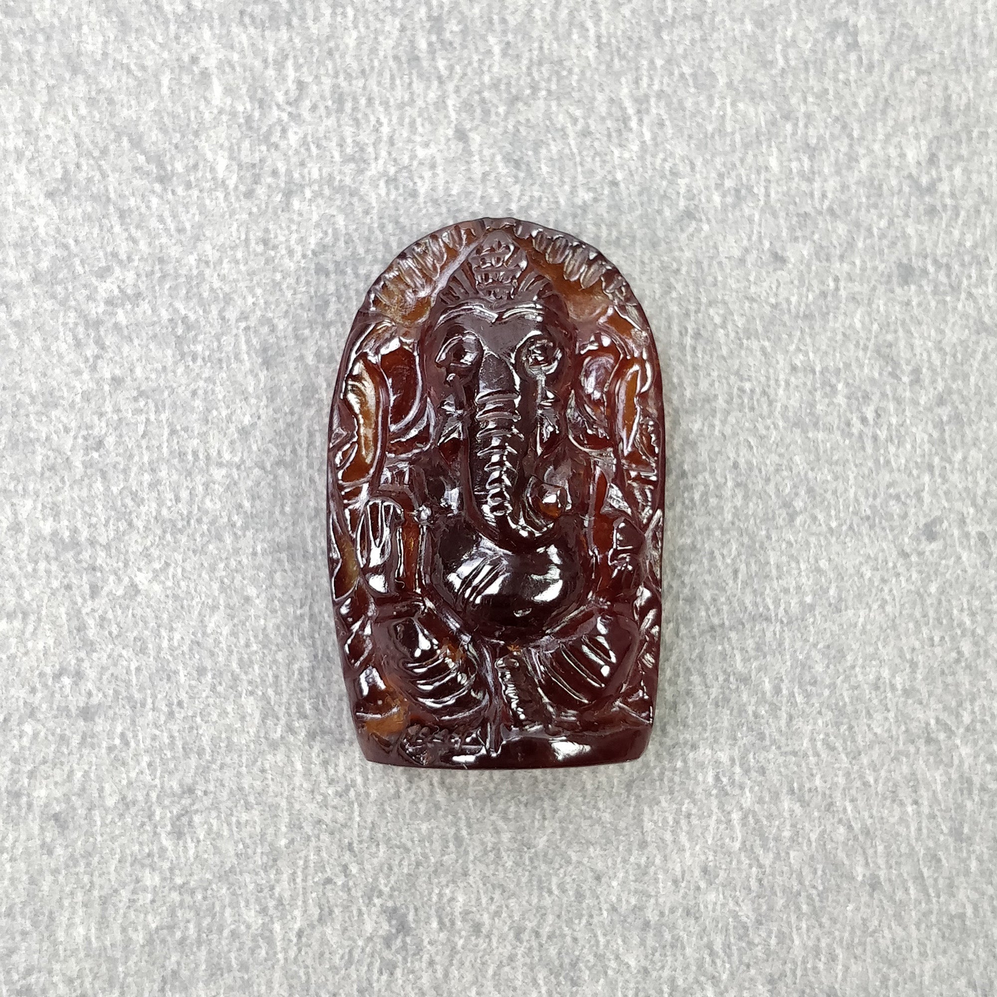 Natural Hessonite Garnet Gemstone Carving - 38.55cts Untreated Hand Carved Lord Ganesha 26x16mm | Spiritual Gift, Meditation Aid & Home Decor | Includes Video Proof of Authenticity