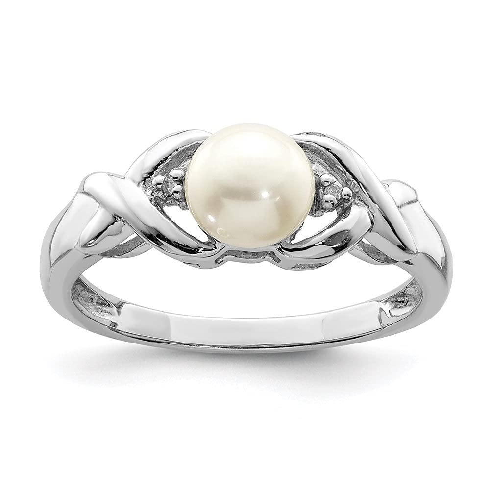 925 Sterling Silver Button Pearl & Diamond Ring (0.01ct) - Elegant Jewelry for Women, Perfect for Weddings, Anniversaries & Special Occasions | Diamond2Deal