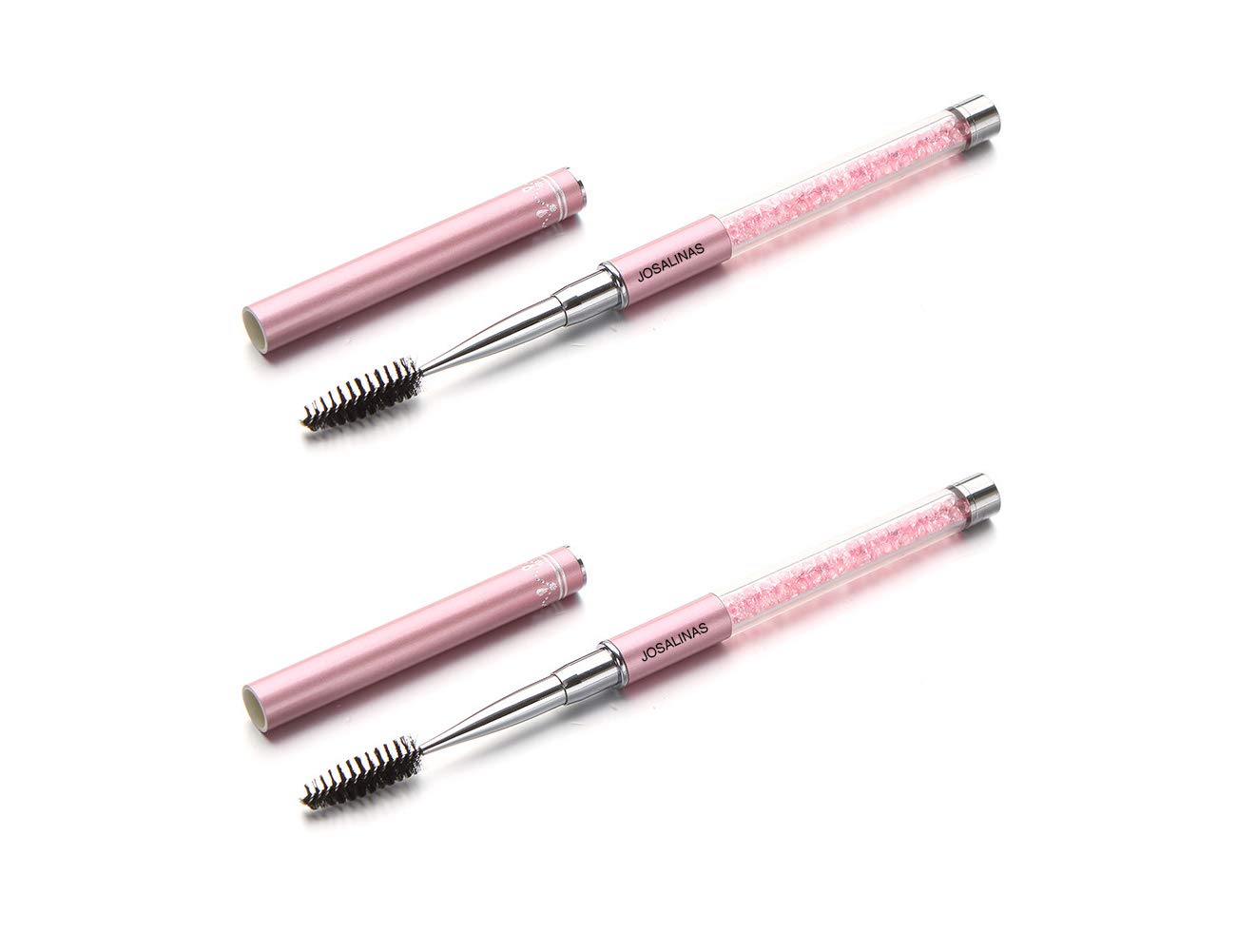 2PCS Pink Mascara Brushes & Eyebrow Eyelash Applicators - Portable Cosmetic Wands with Caps for Eyelash Extensions, Eyebrow Grooming - Perfect for Makeup Artists, Home Use & Travel Beauty Kits